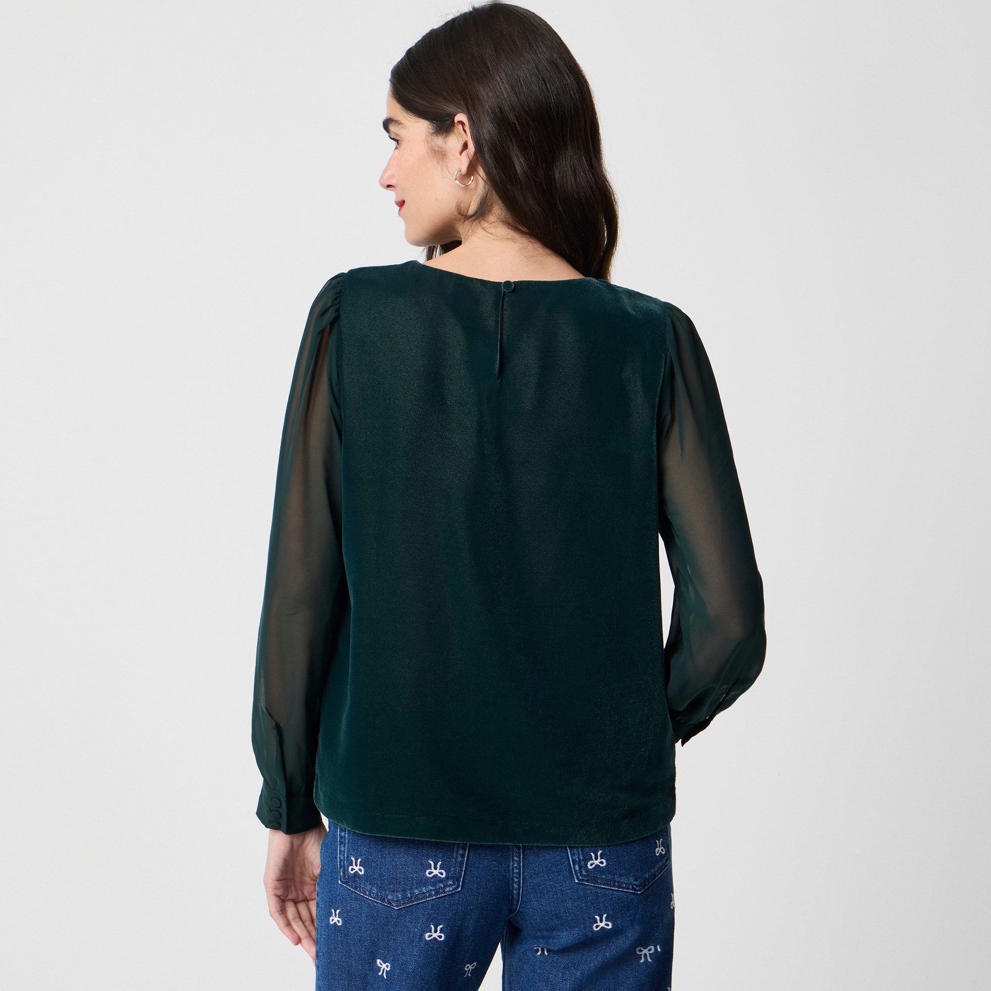 Velvet puff-sleeve top