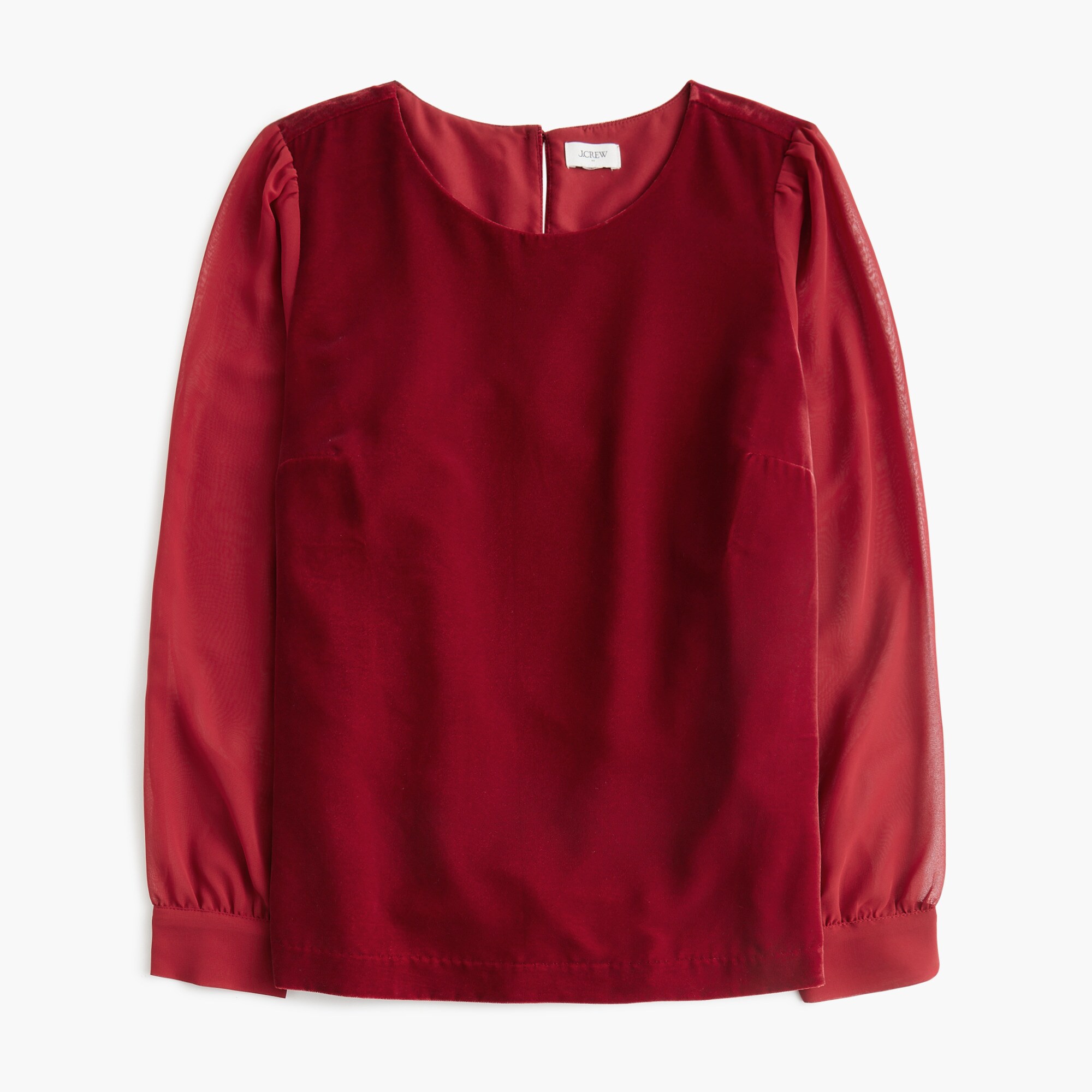 womens Velvet puff-sleeve top