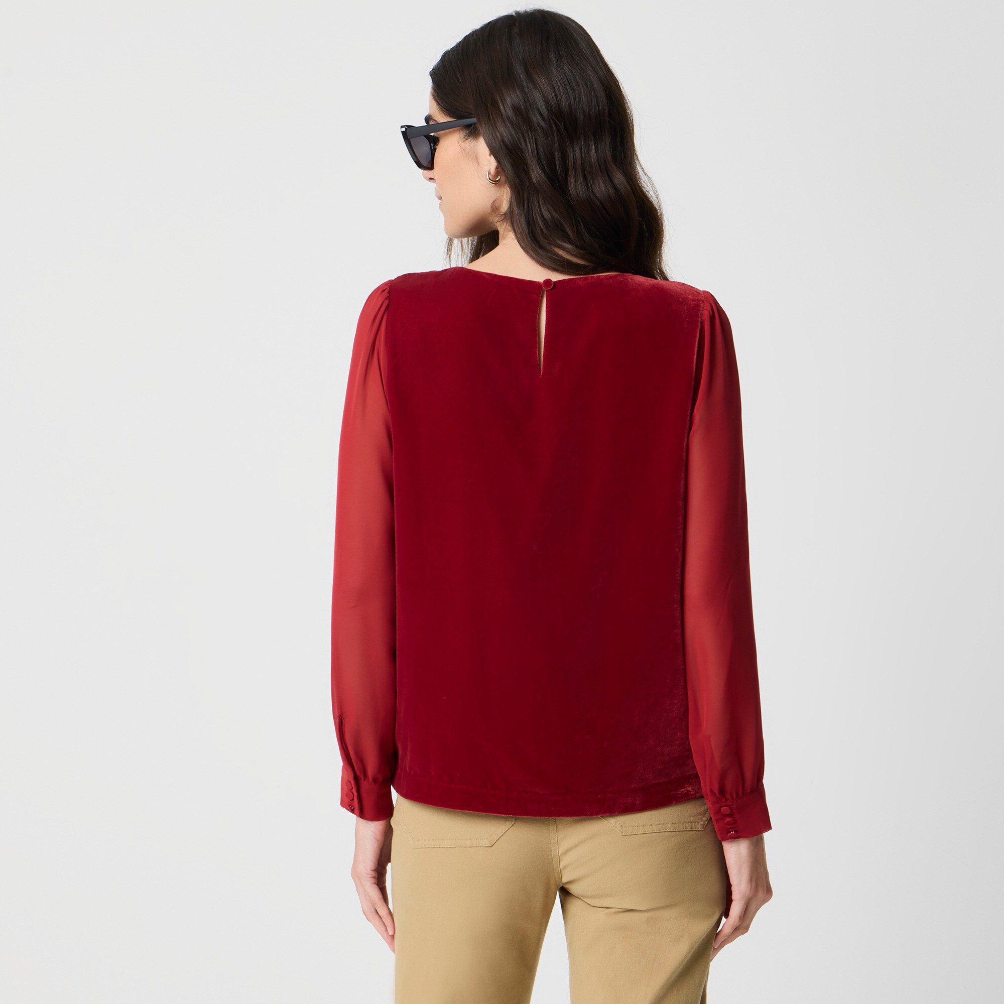 Velvet puff-sleeve top