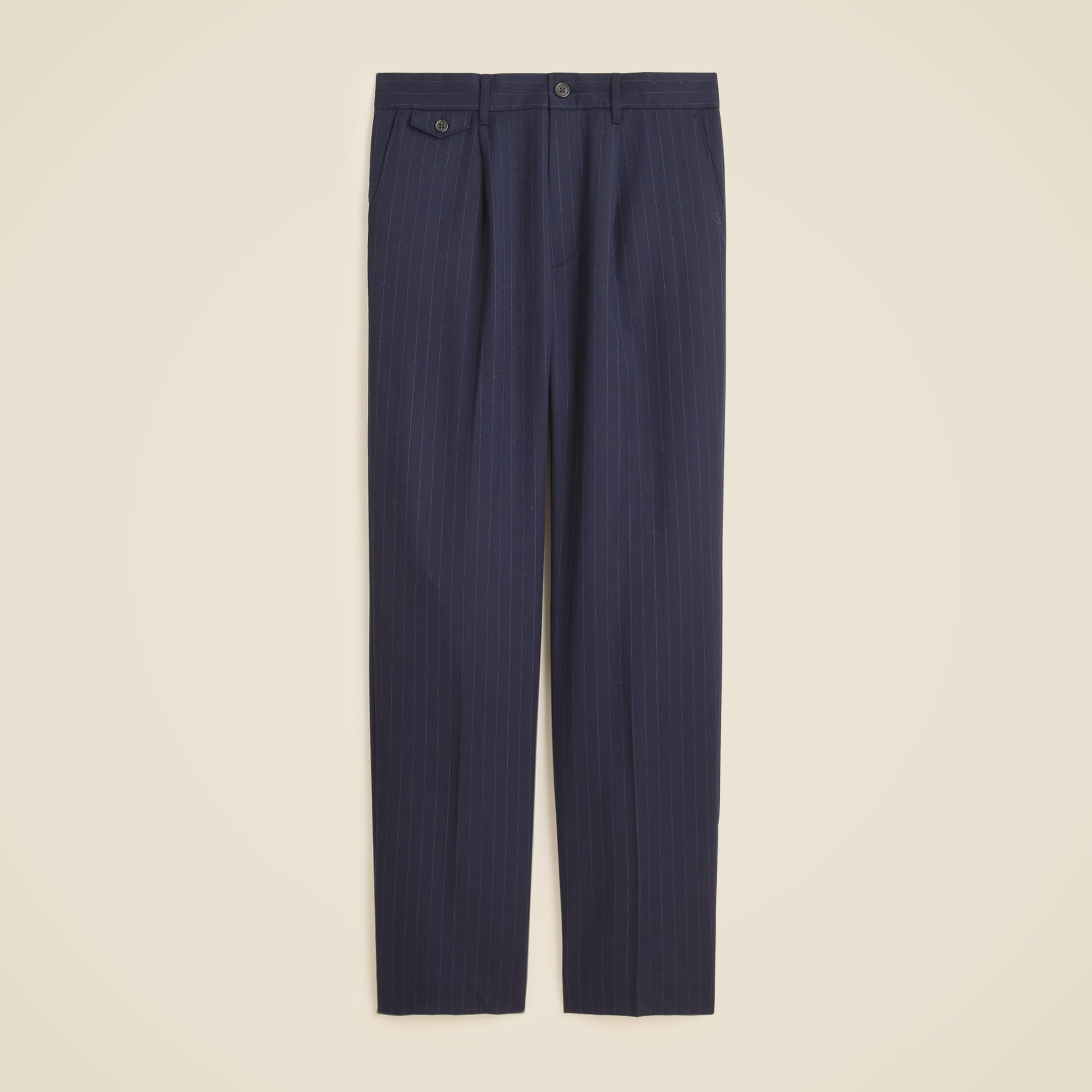 Classic Pleated Creased Wool Trouser In Pinstripe For Men | J.Crew display picture 1