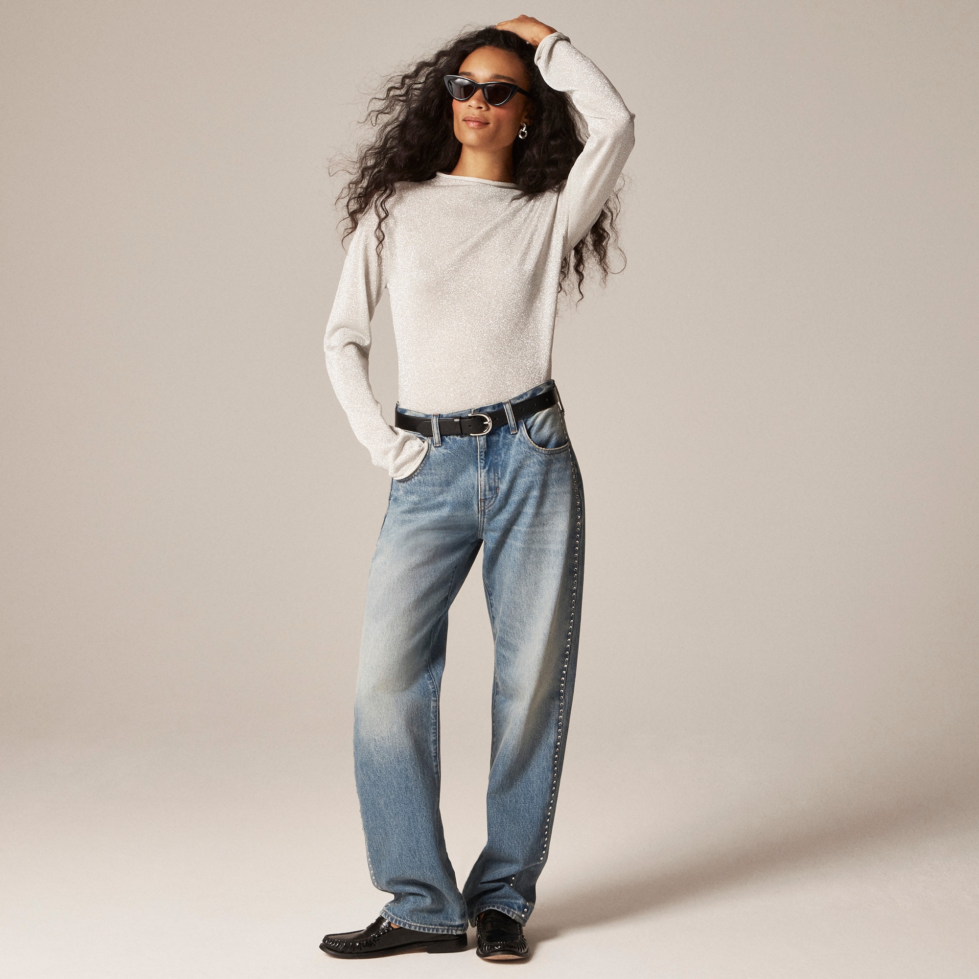 Metallic mockneck sweater - image 3