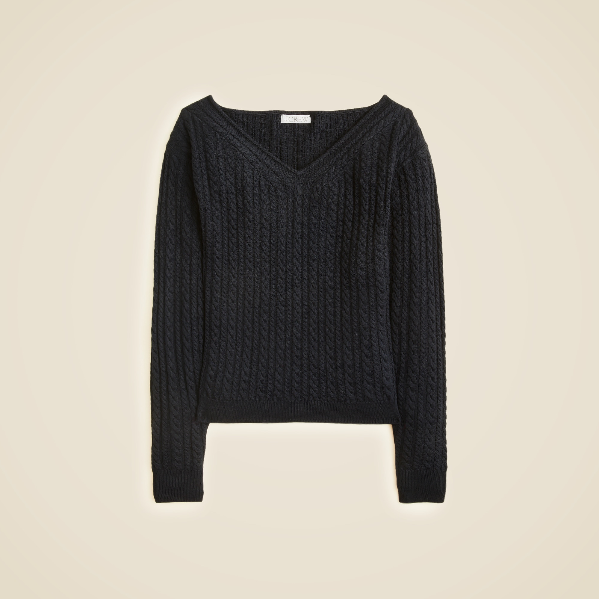 Cable-knit Wide V-neck Sweater In Merino Wool For Women | J.Crew