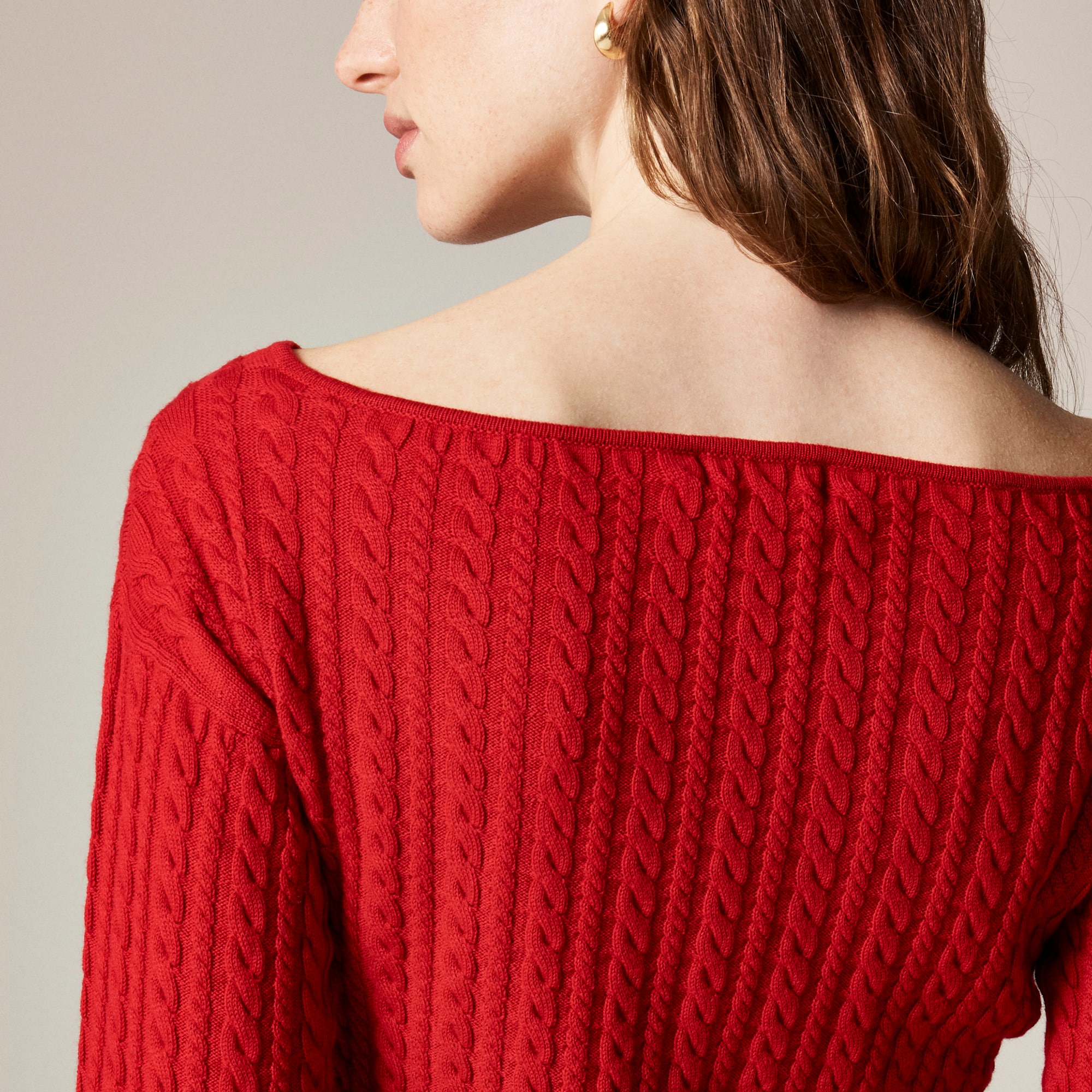 Cable-knit Wide V-neck Sweater In Merino Wool For Women | J.Crew
