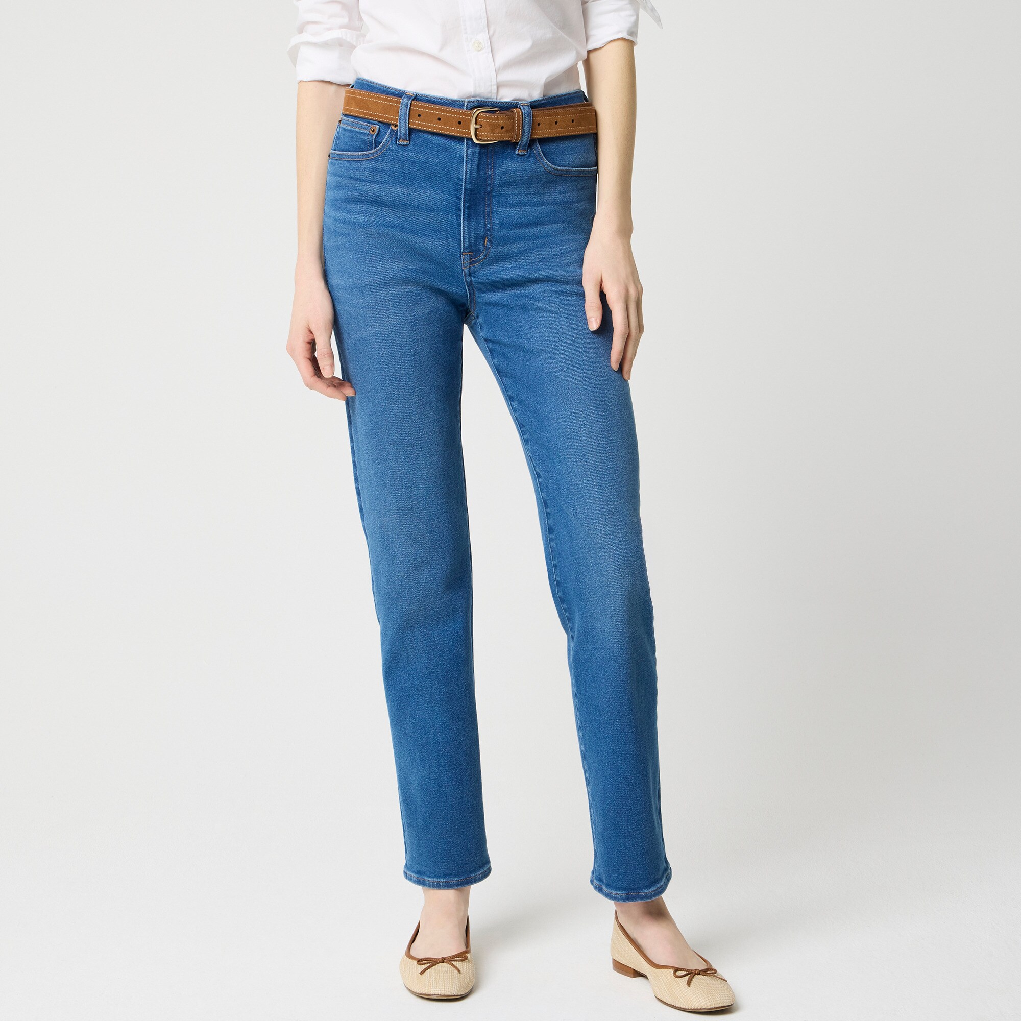 High-rise stovepipe jean signature stretch