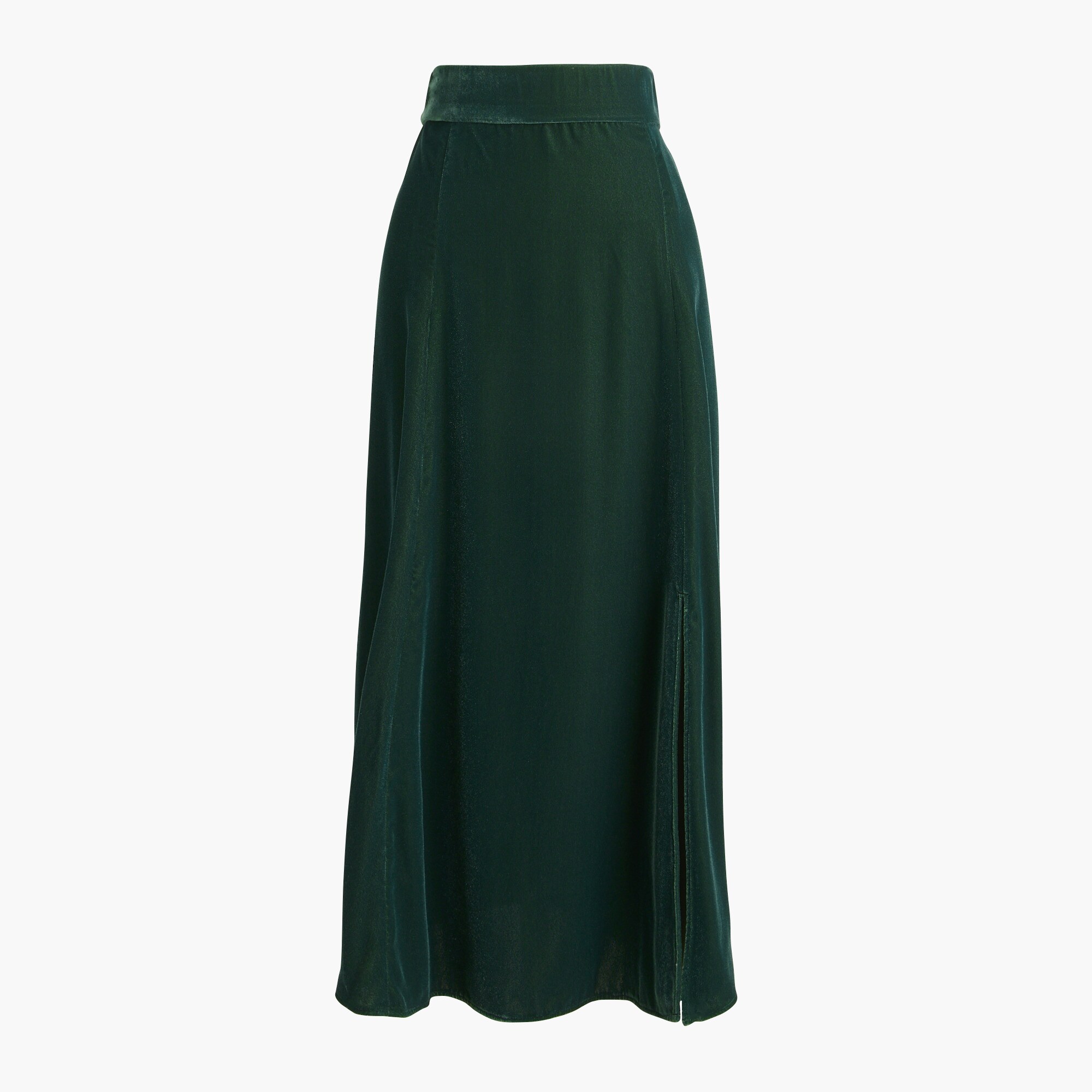 Velvet pull-on midi skirt