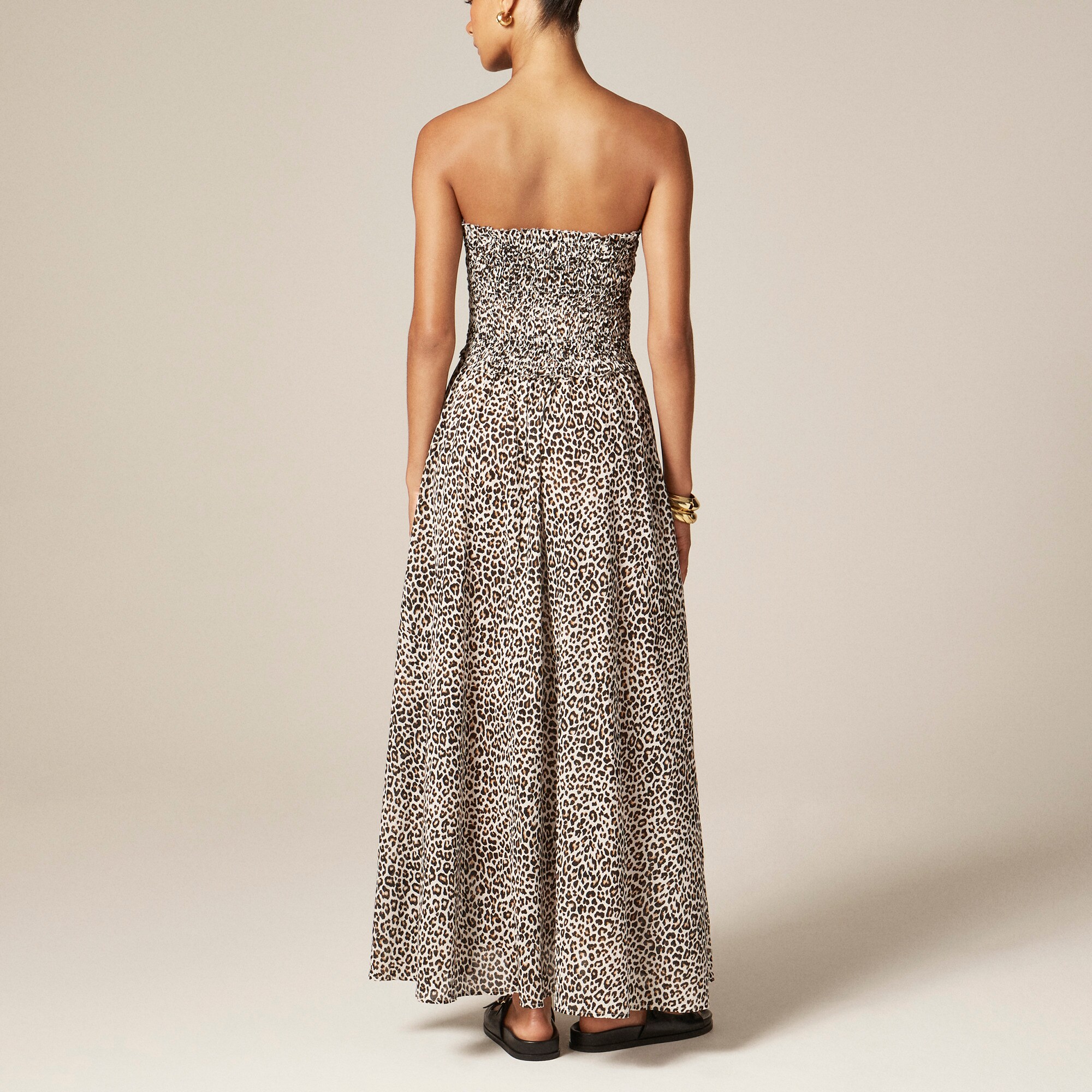 Smocked maxi dress in leopard print - image 4
