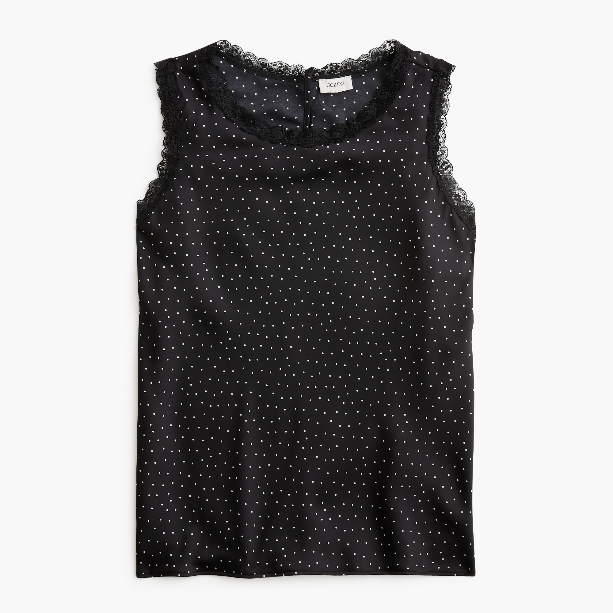 Dotted lace-trim tank top