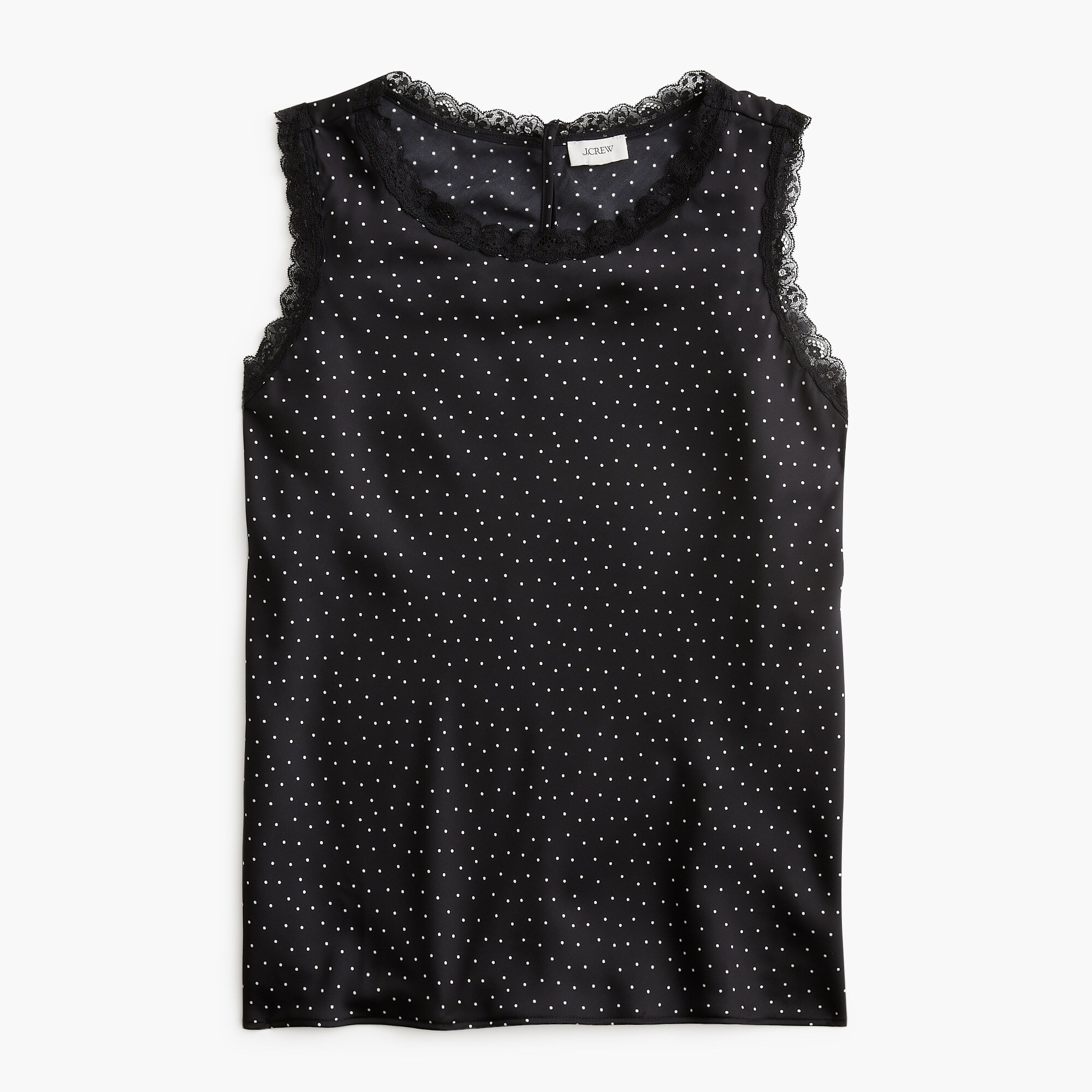 dotted lace-trim tank top for women