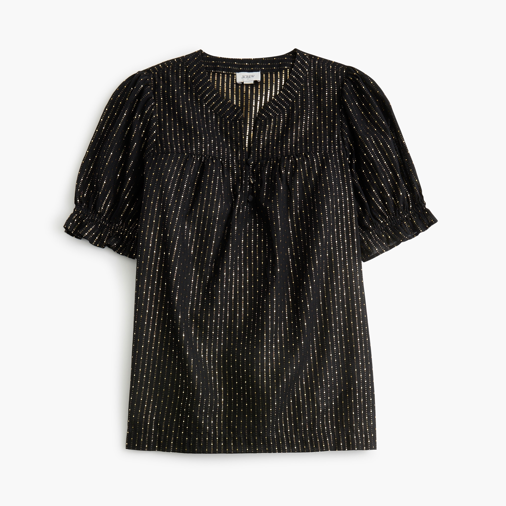 womens Metallic-dot puff-sleeve top