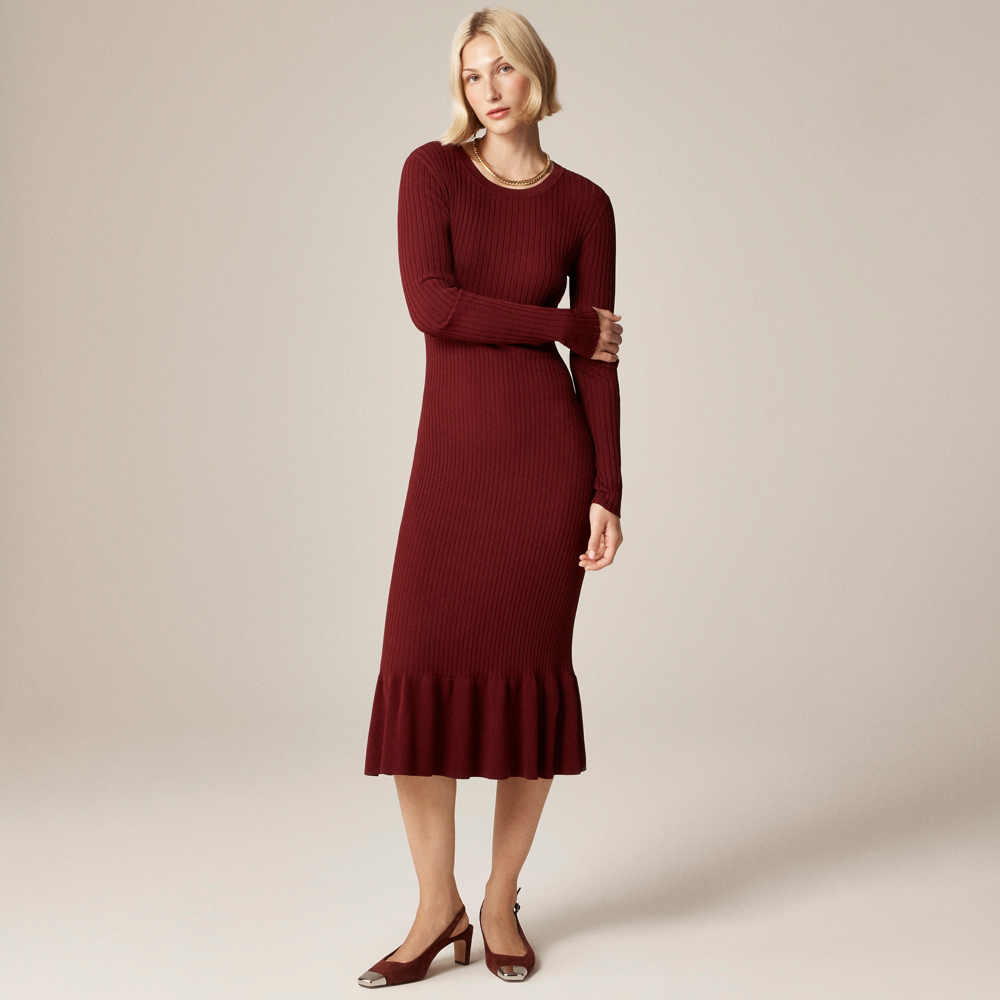 Super-stretch ruffle sweater-dress - image 2