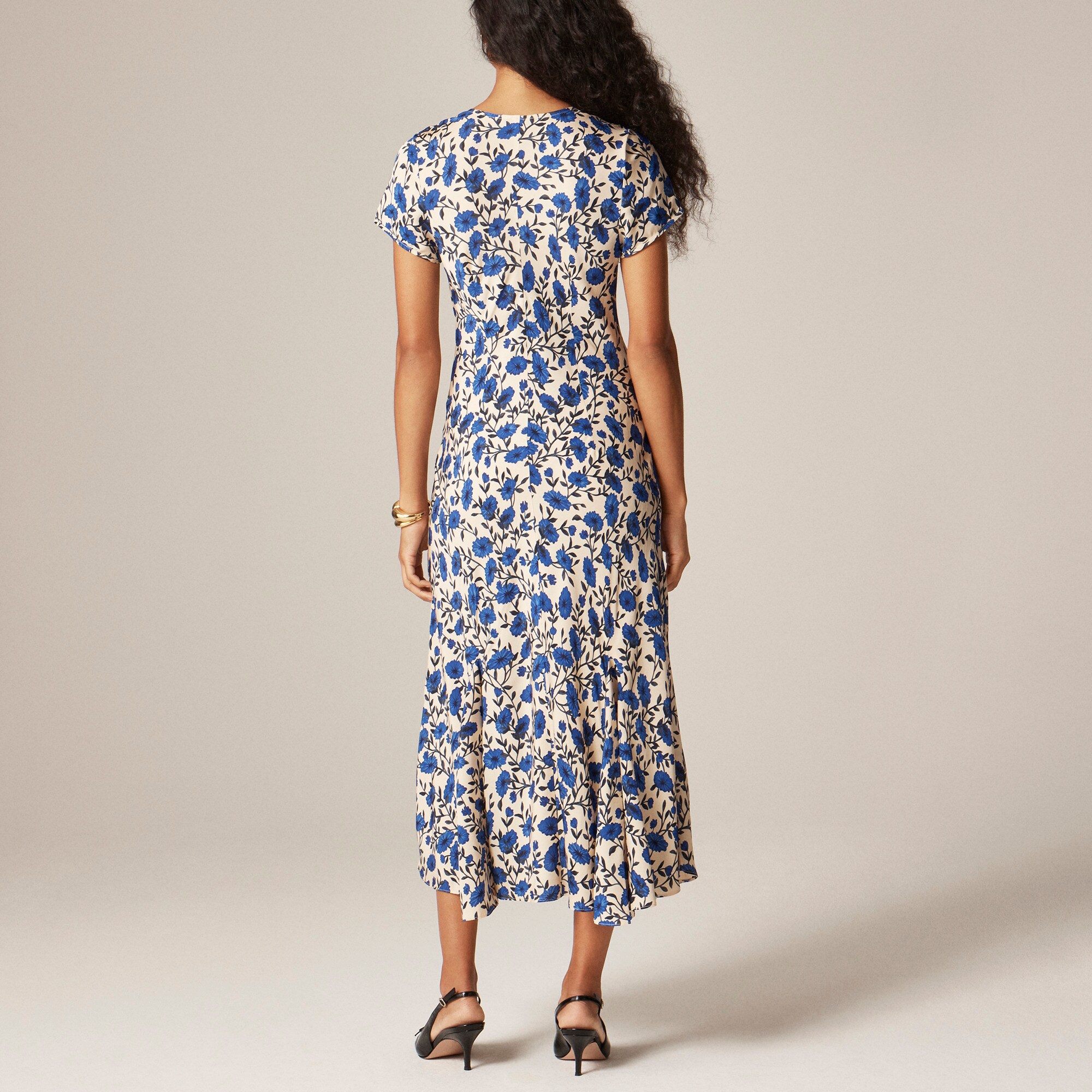 Short-sleeve Slip Dress In Indigo Daisy Print For Women | J.Crew