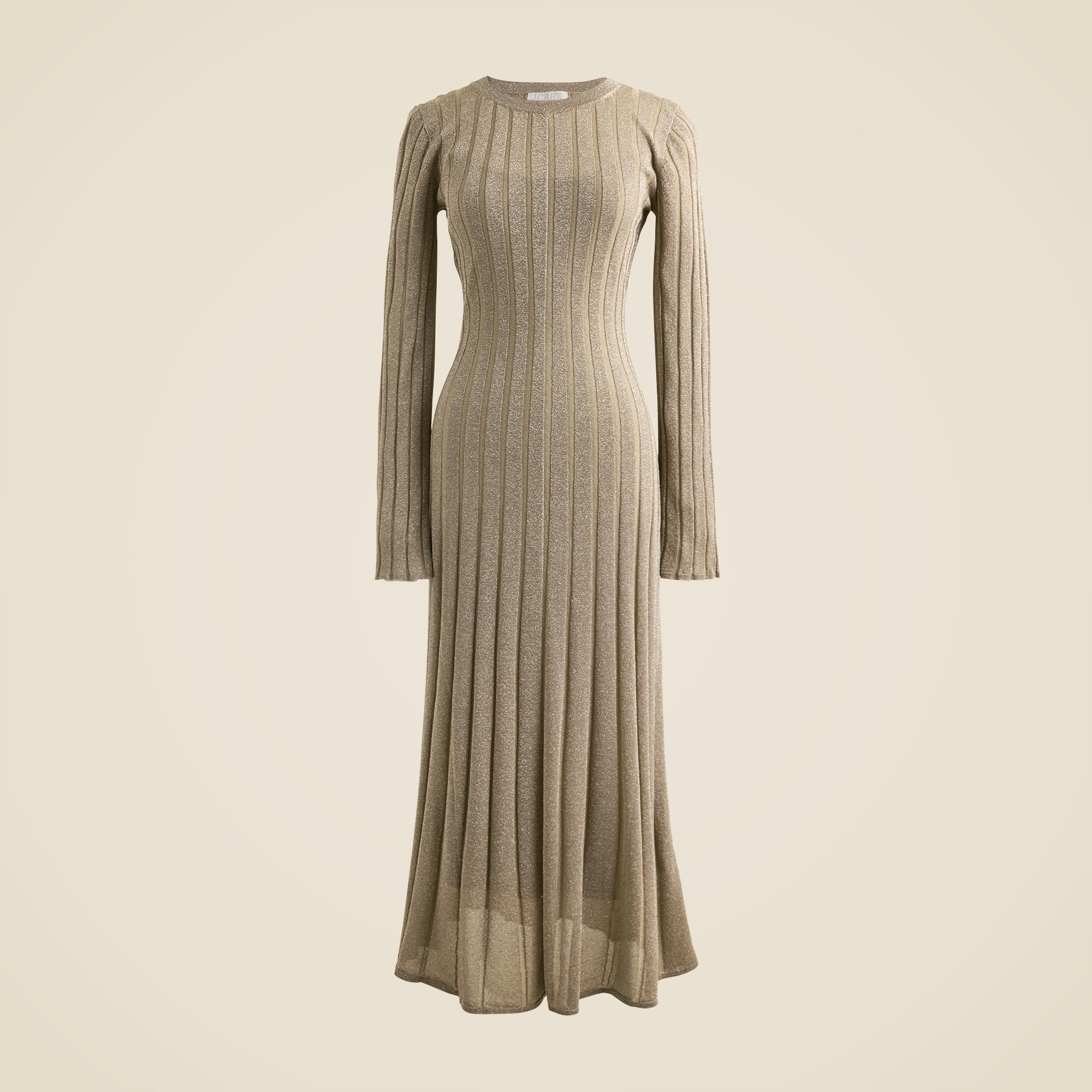 Rib-knit flare midi dress with Lurex® metallic threads