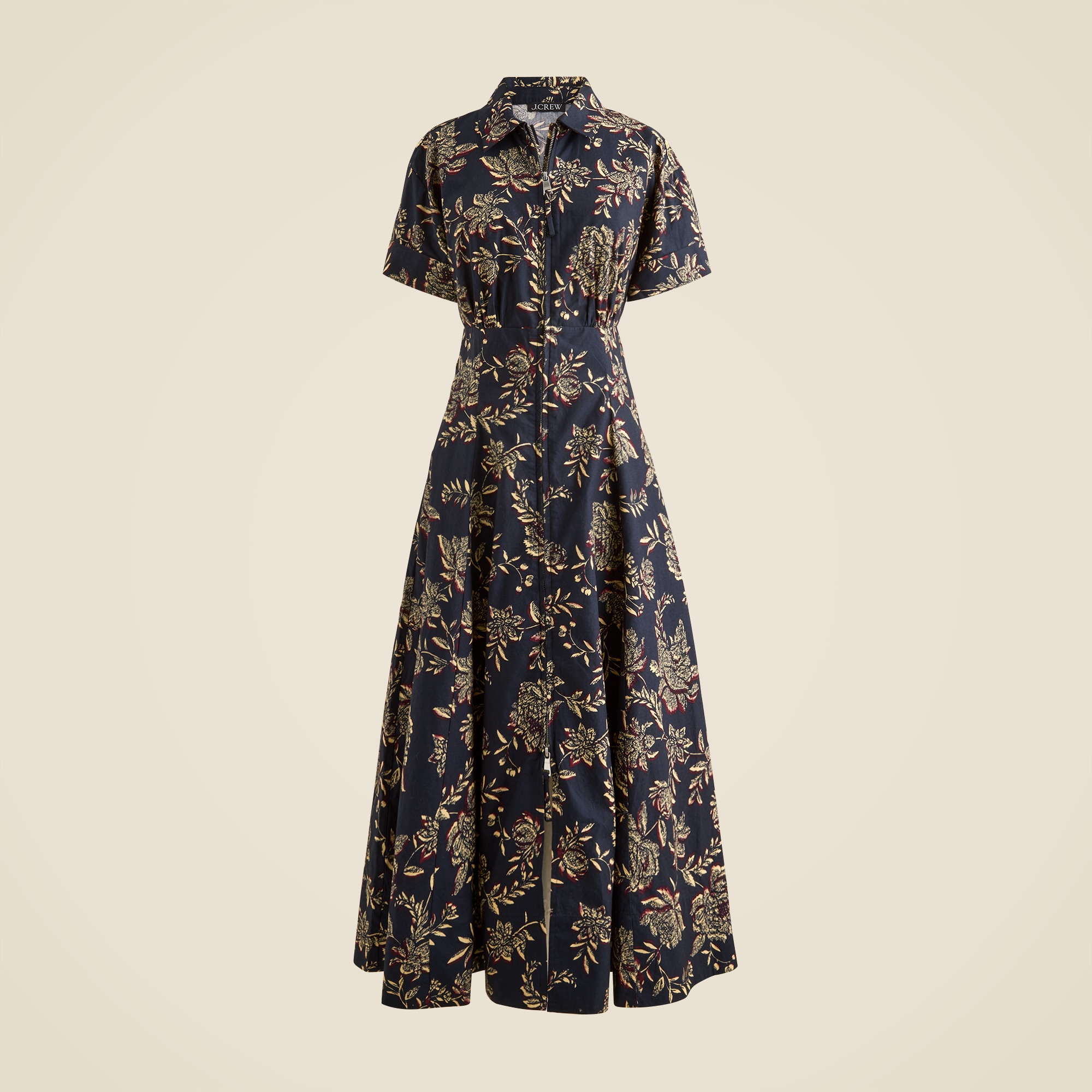 Zip-up Shirt-dress In Floral Cotton Poplin For Women | J.Crew