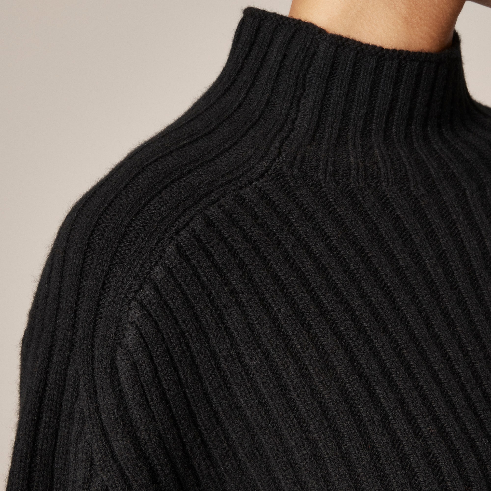 Ribbed turtleneck mini sweater-dress in vintage wool