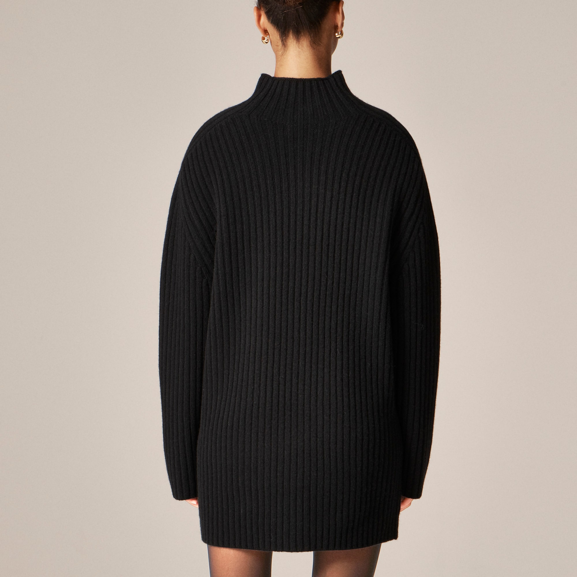Ribbed turtleneck mini sweater-dress in vintage wool