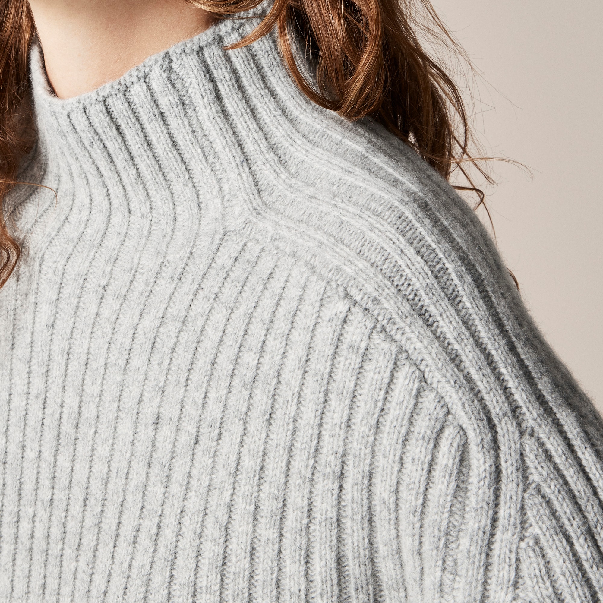 Ribbed turtleneck mini sweater-dress in vintage wool