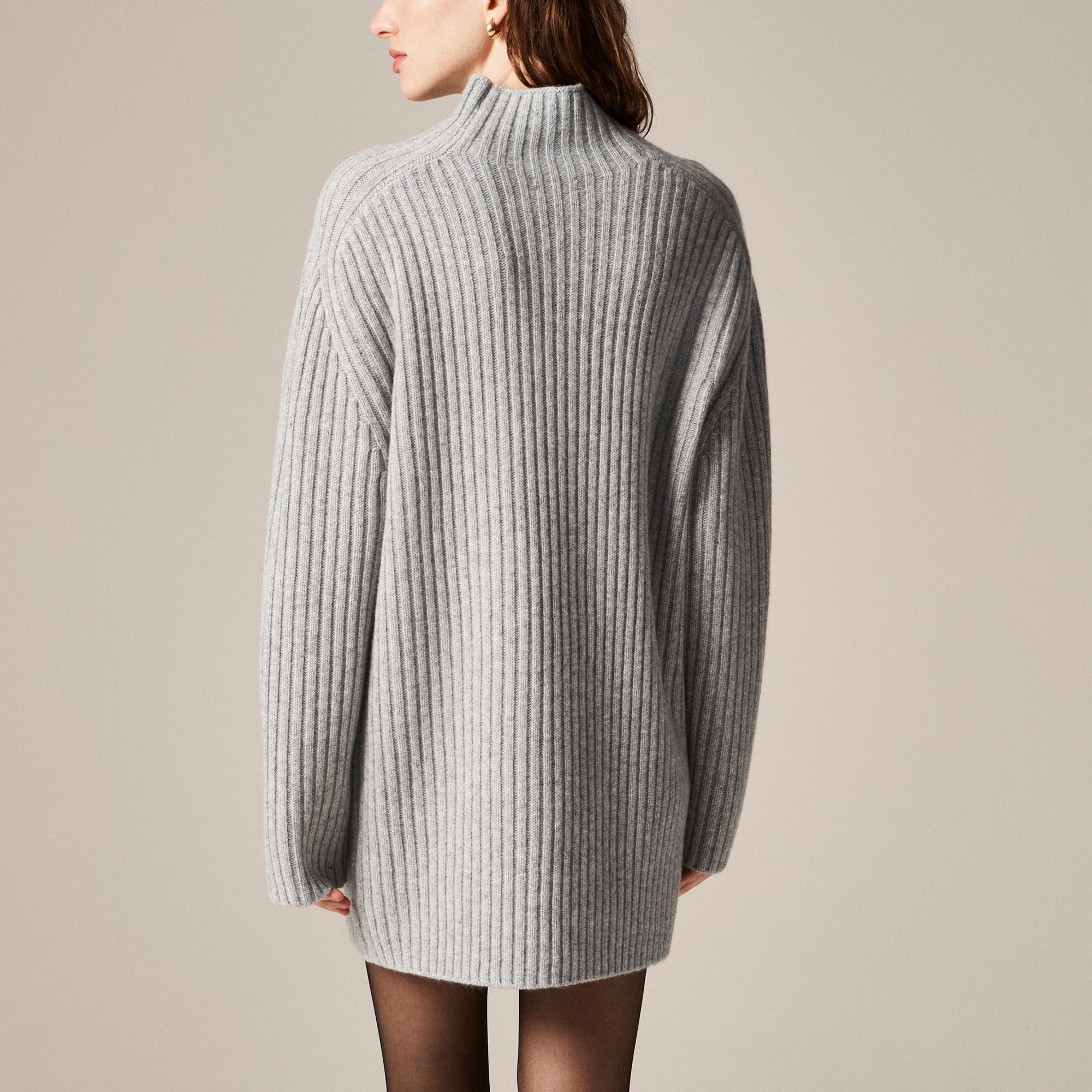 Ribbed turtleneck mini sweater-dress in vintage wool