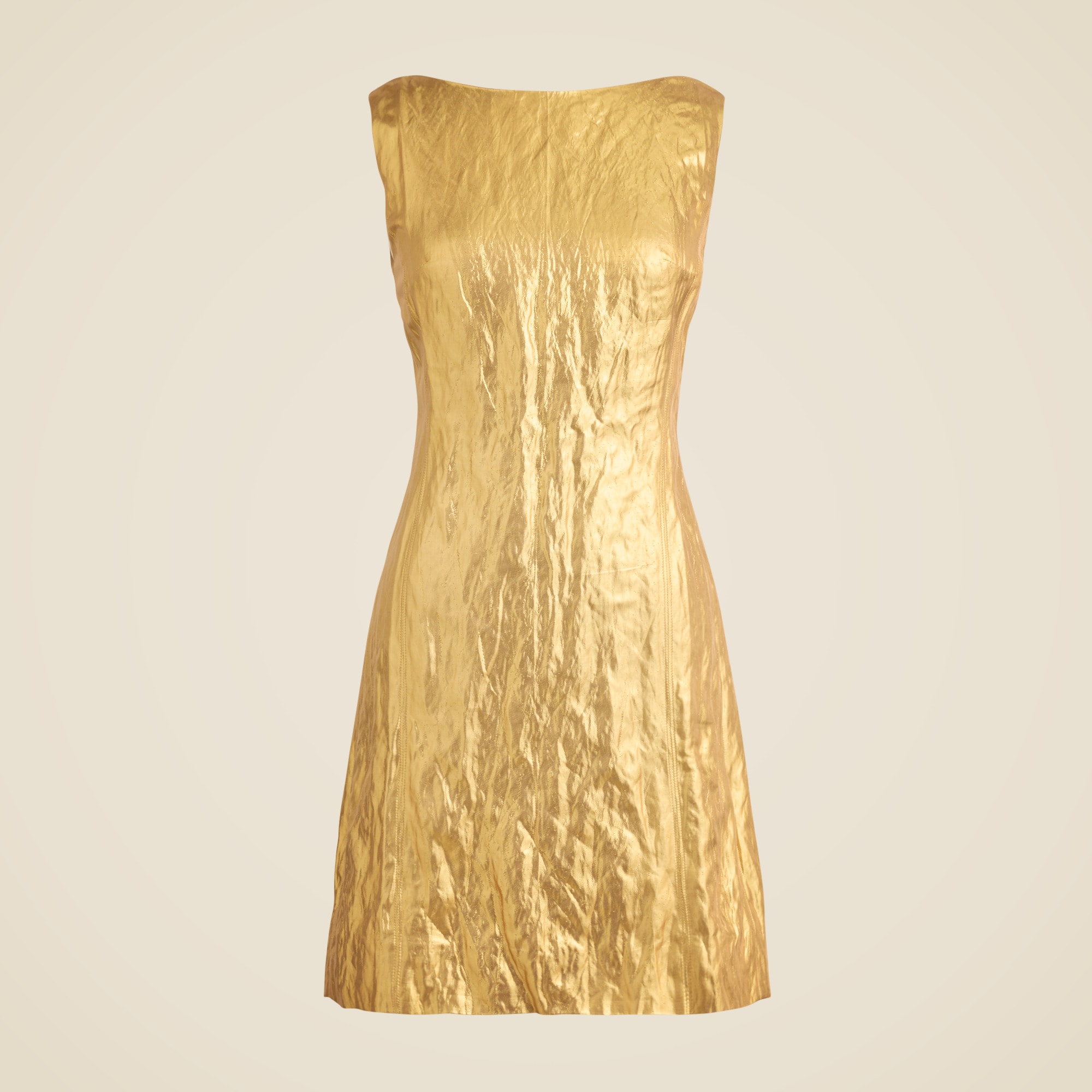 Collection scoopback mini dress in crinkle lamé