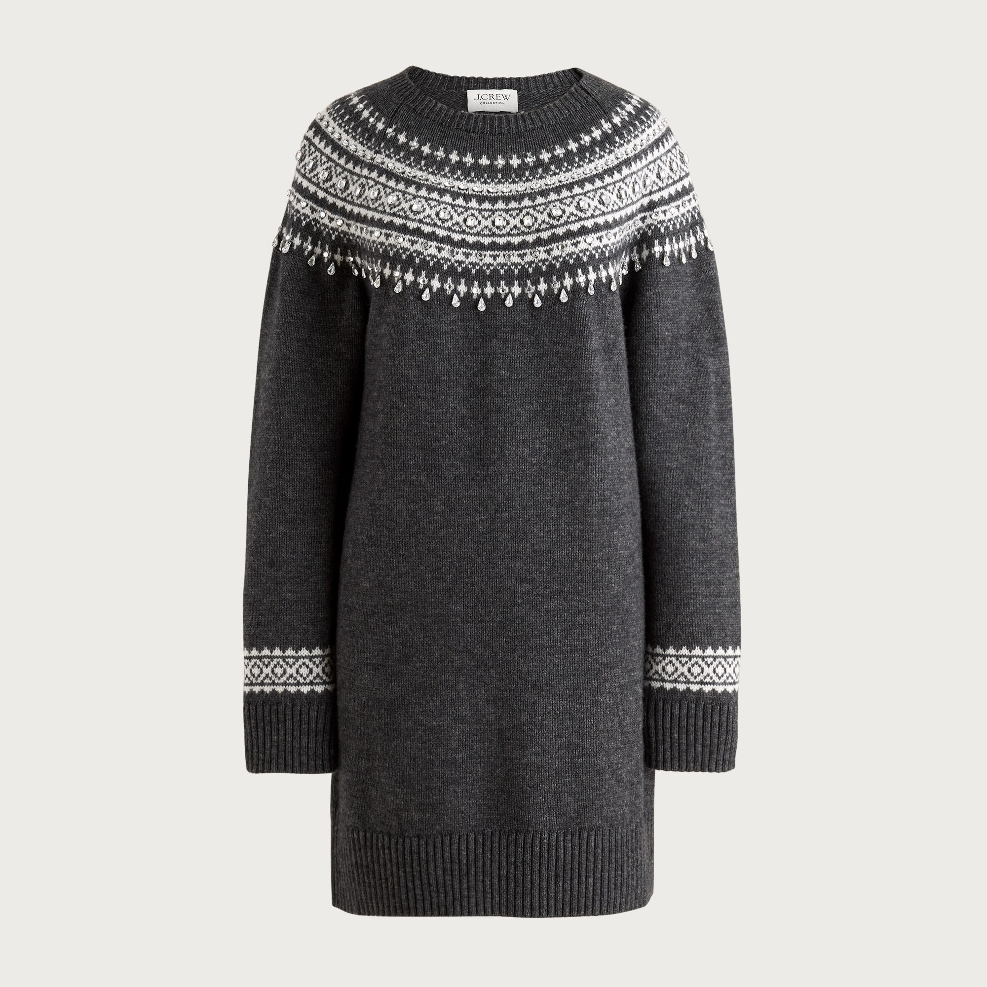 Collection embellished Fair Isle sweater-dress in vintage wool blend