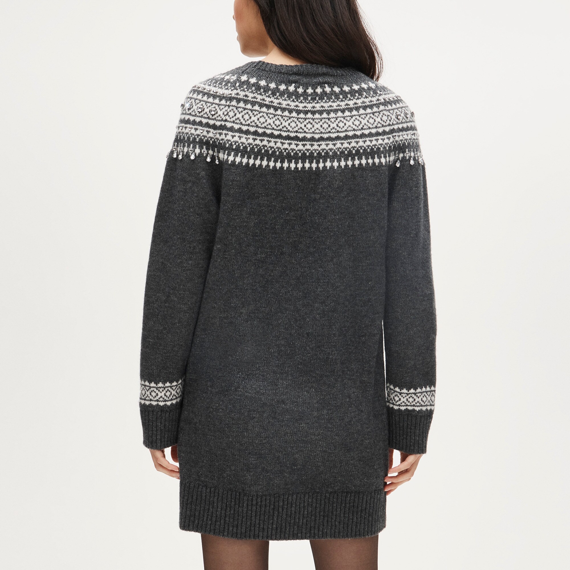 Collection embellished Fair Isle sweater-dress in vintage wool blend