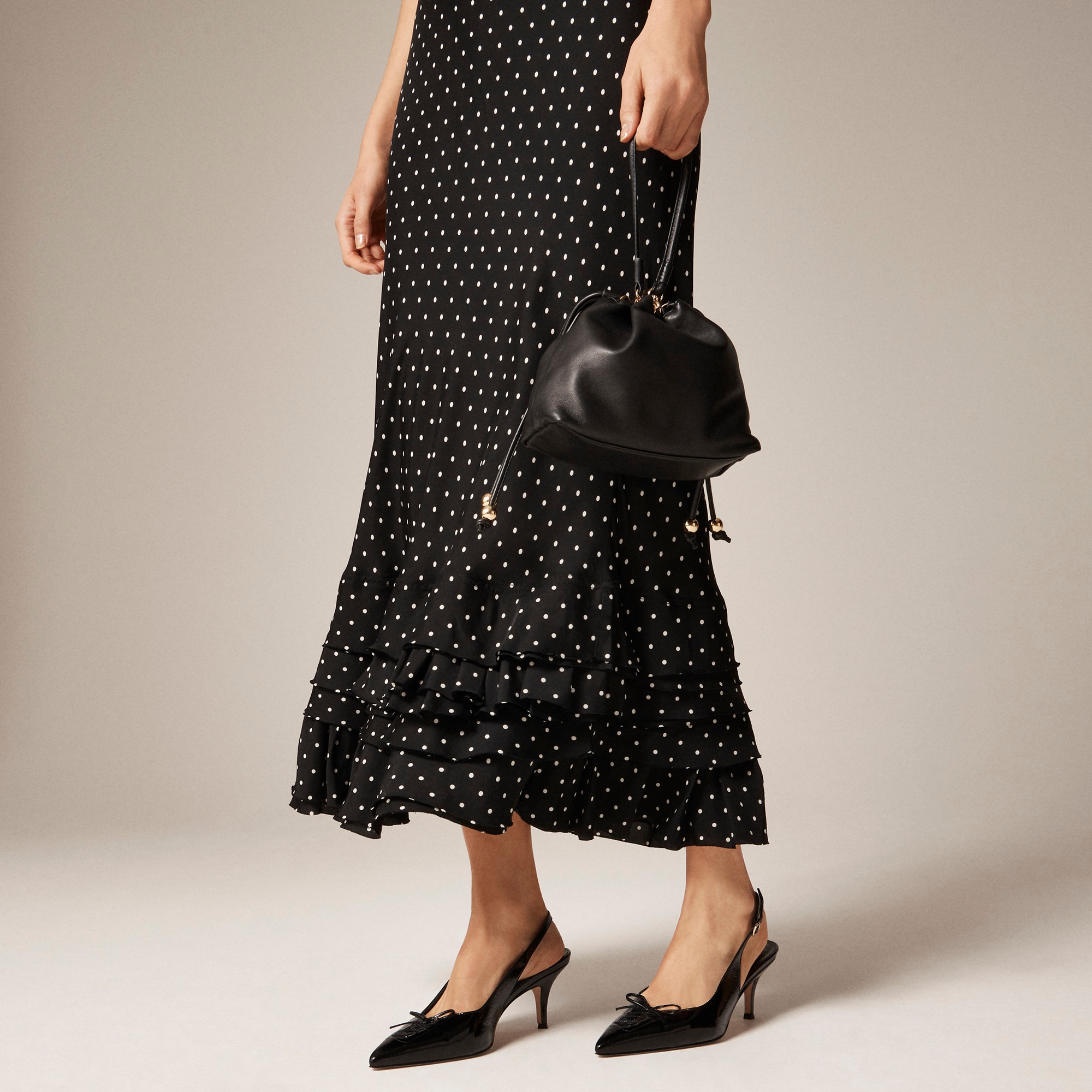 Ruffle-hem slip dress in dot print - image 4