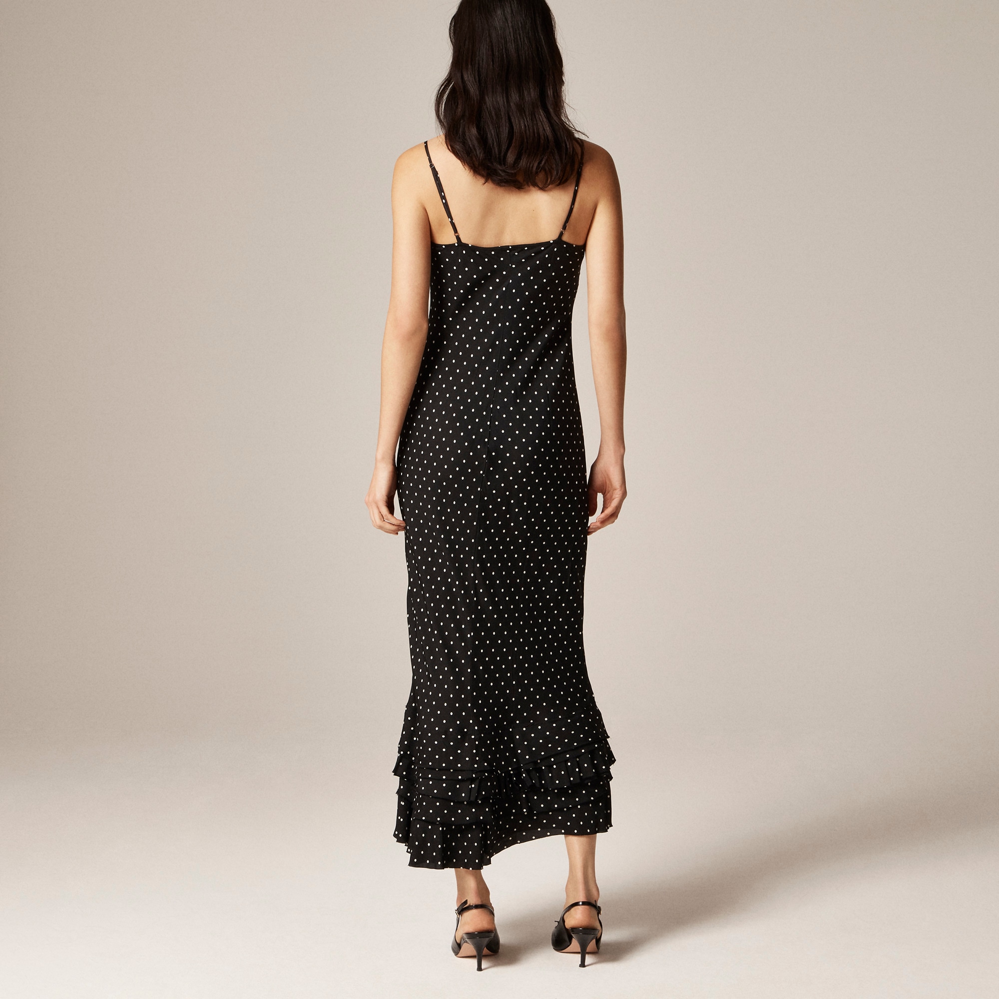 Ruffle-hem slip dress in dot print - image 5