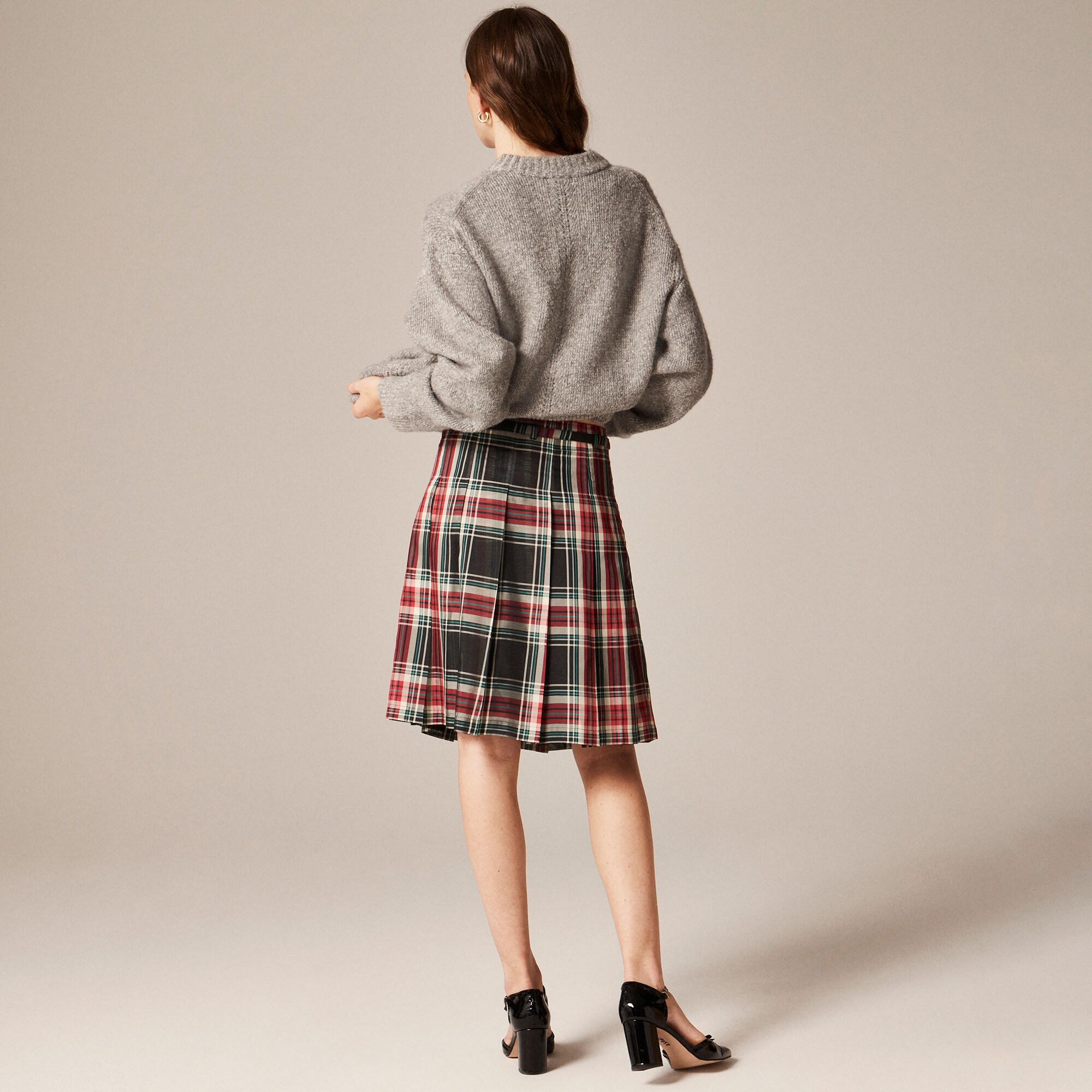 Pleated prep skirt in sheer tartan