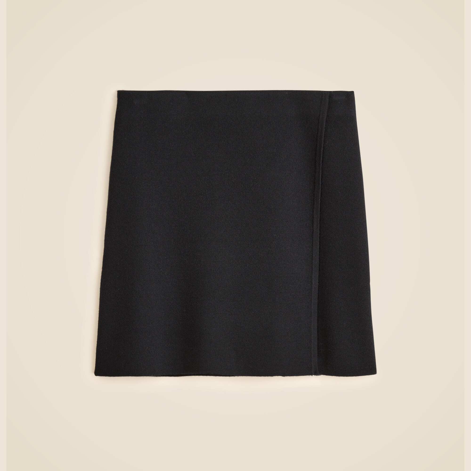 Faux-wrap mini skirt in merino wool blend