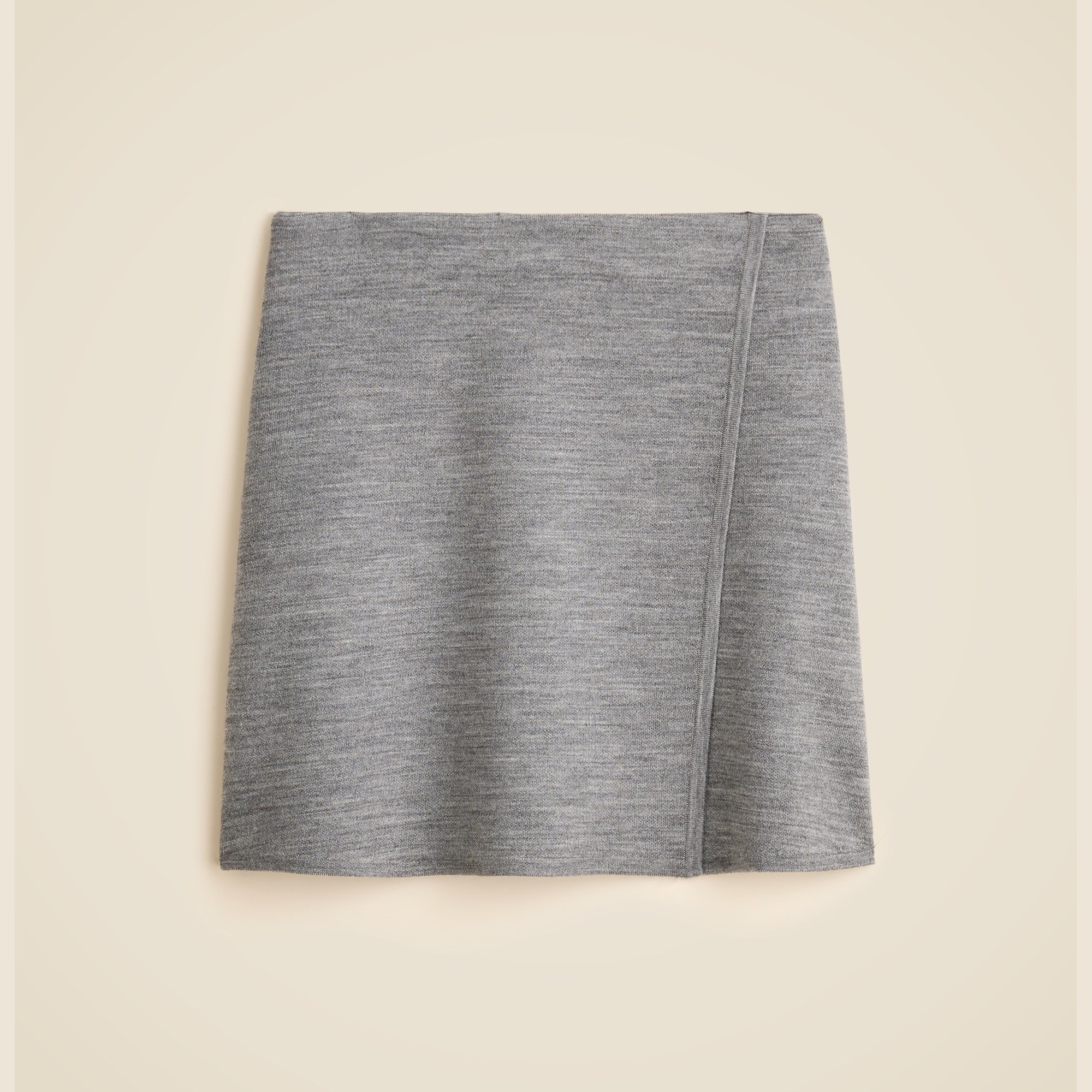  Faux-wrap mini skirt in merino wool