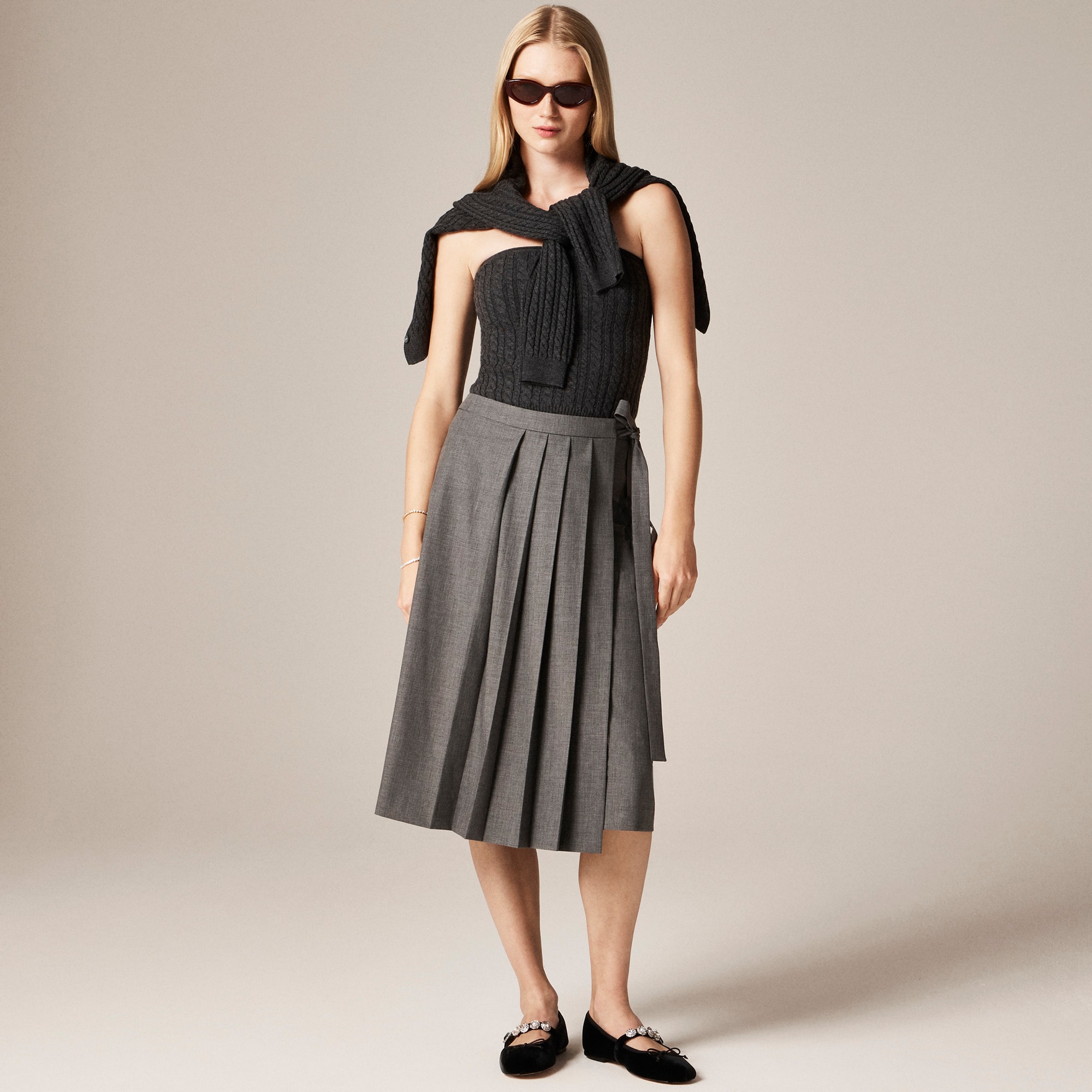 Pleated wrap skirt