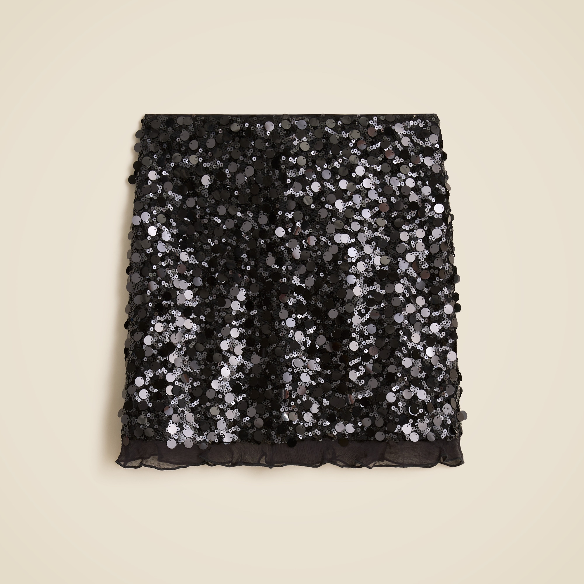  Sequin ruffle-trim mini skirt