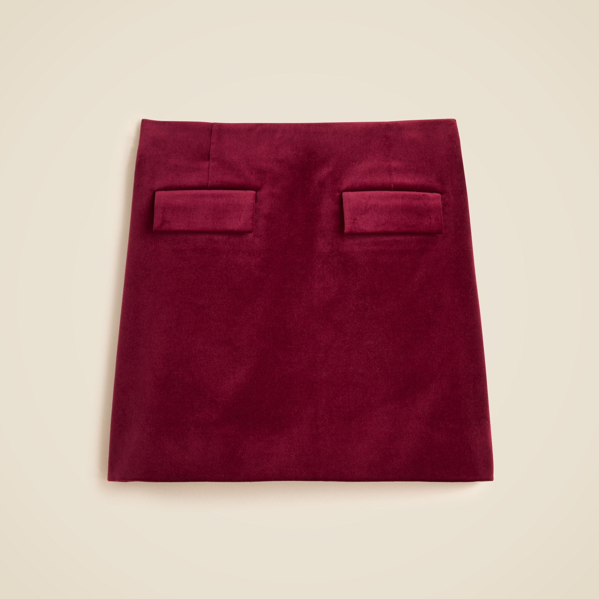 Flap-pocket mini skirt in velvet