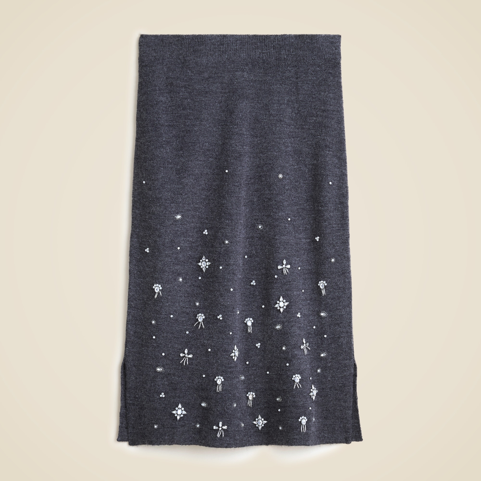 womens Collection wool-blend midi skirt with crystal embellishments