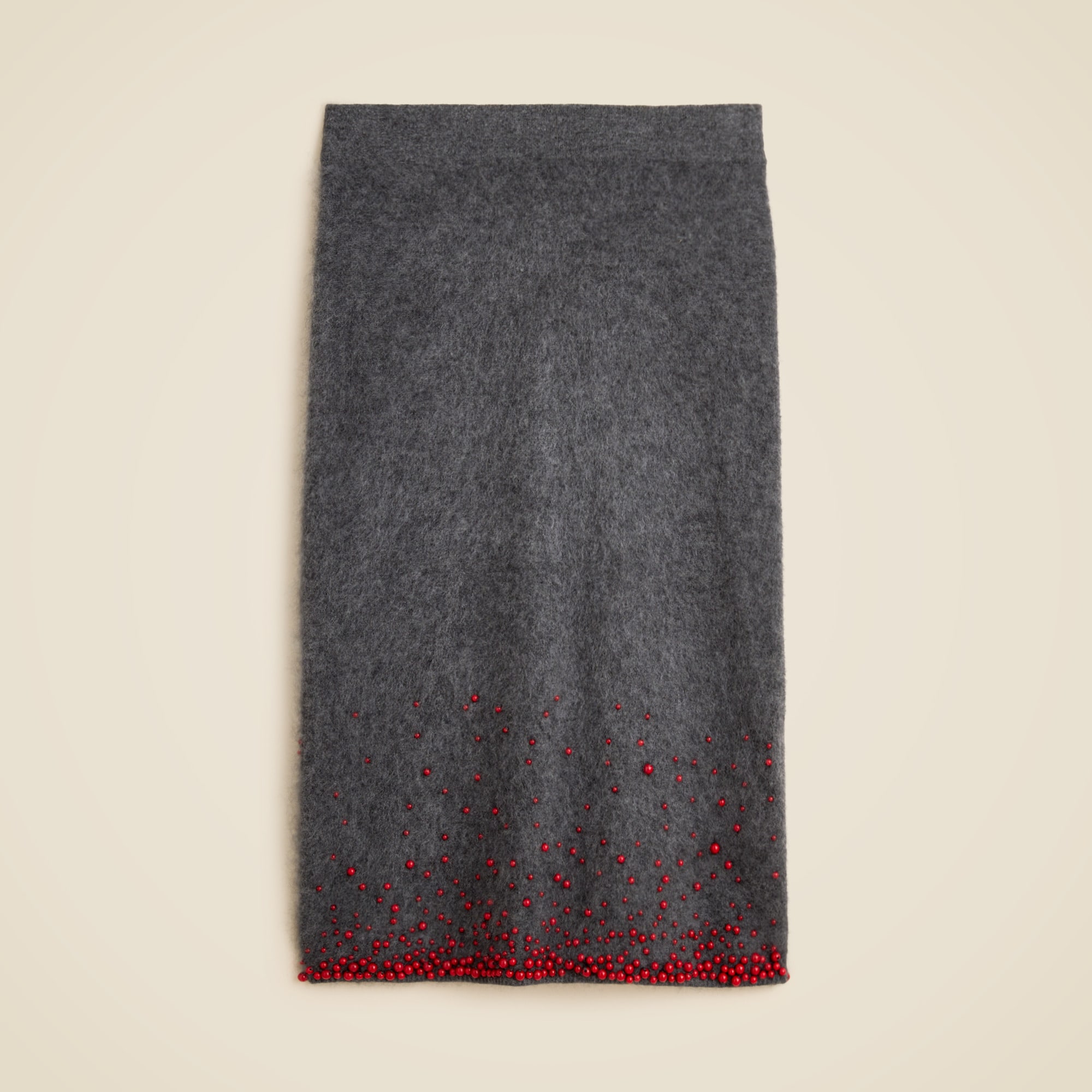 Collection brushed cashmere midi skirt with beaded embellishments