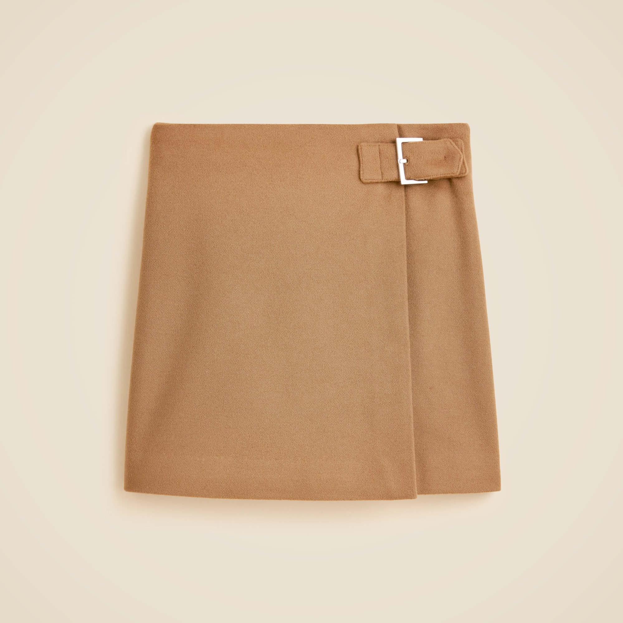 Collection wool-cashmere blend mini skirt with buckle detail