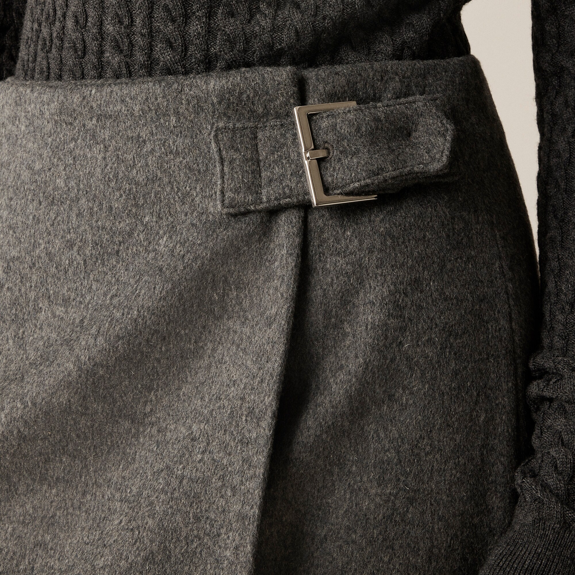 Collection wool-cashmere blend mini skirt with buckle detail
