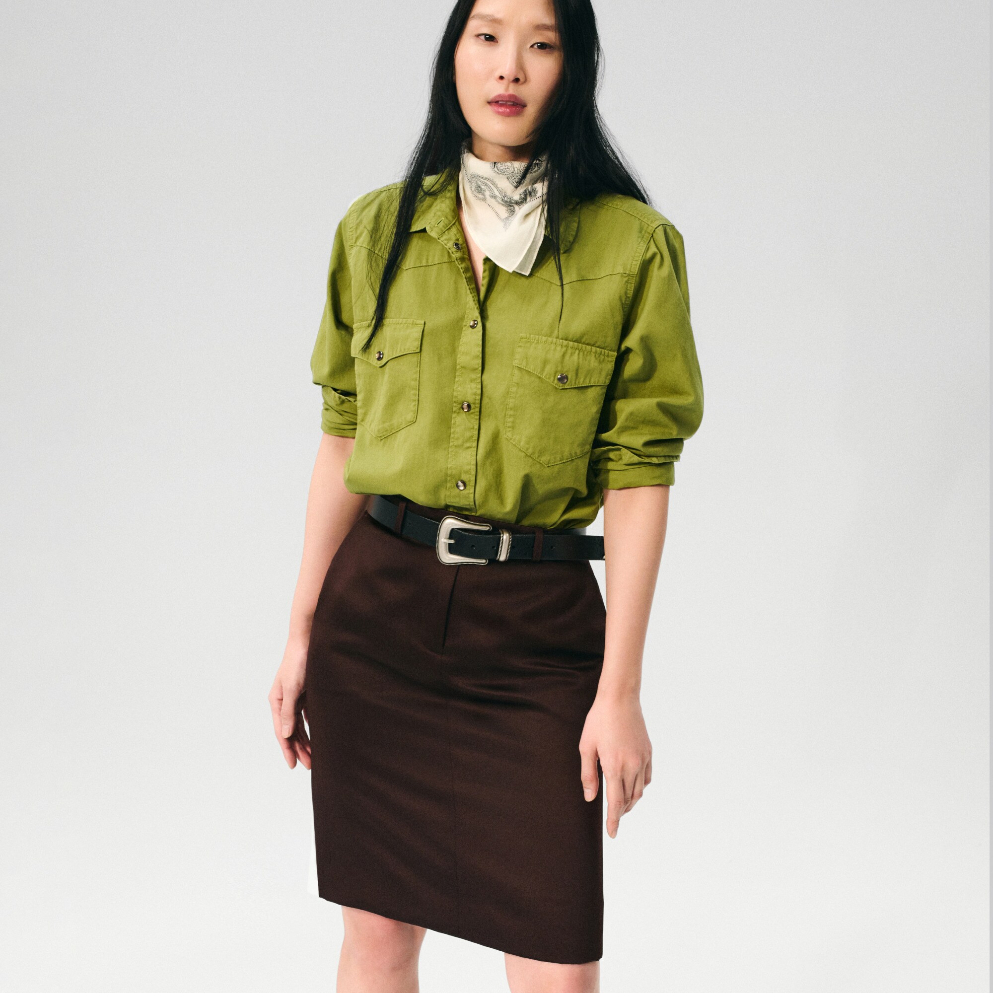 Trouser pencil skirt in duchesse satin