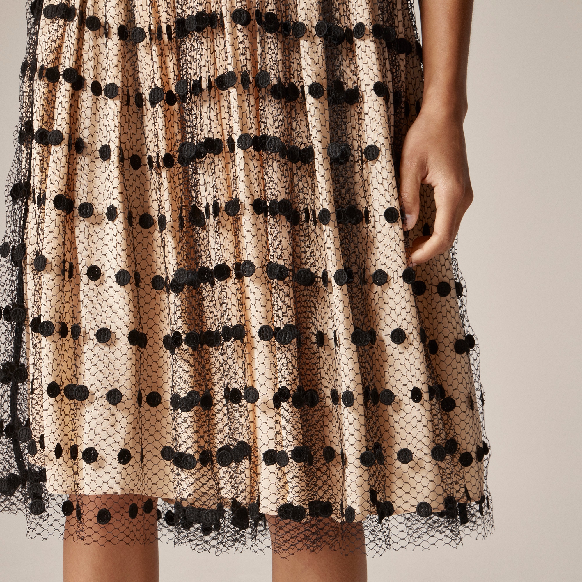 Collection layered mesh skirt with dots