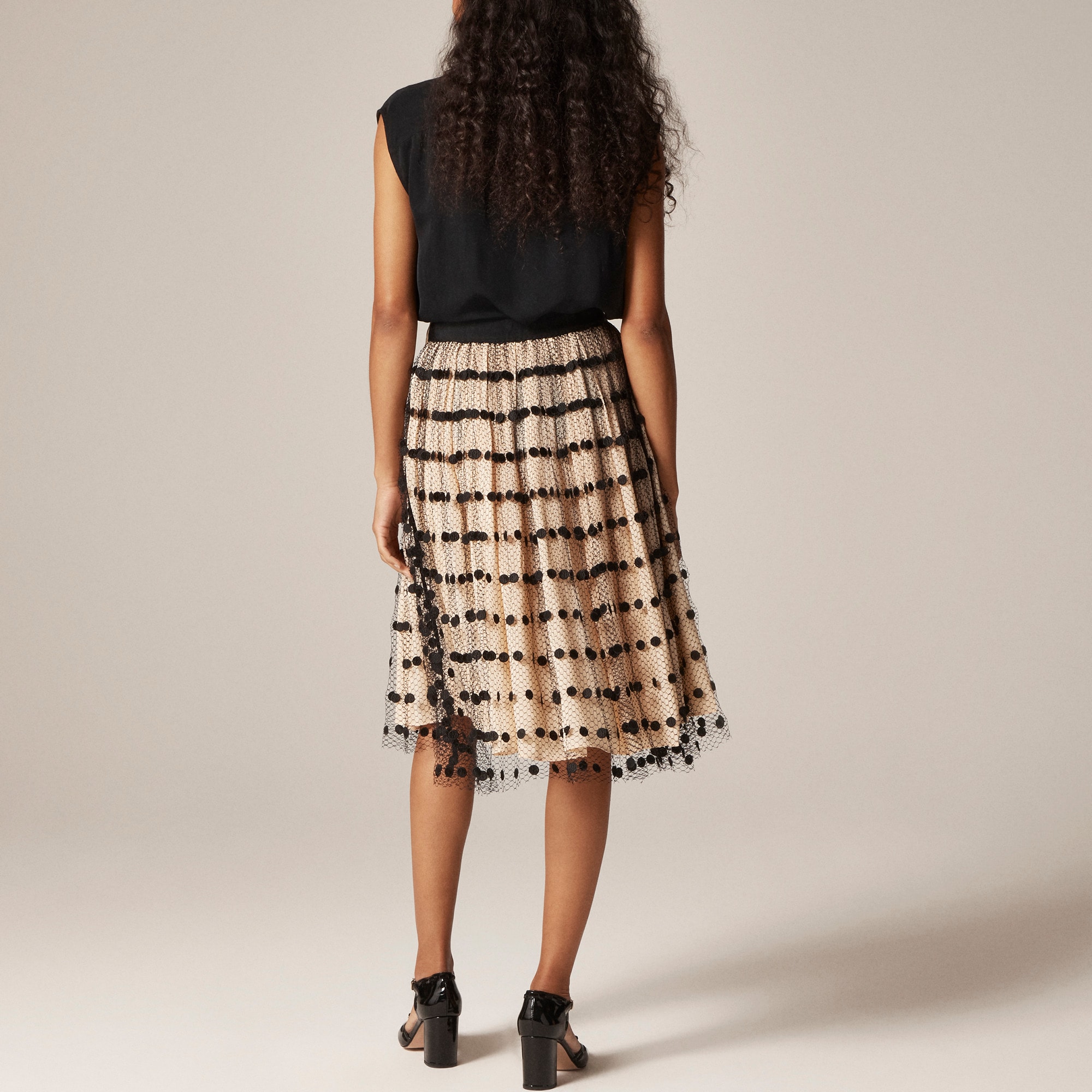 Collection layered mesh skirt with dots