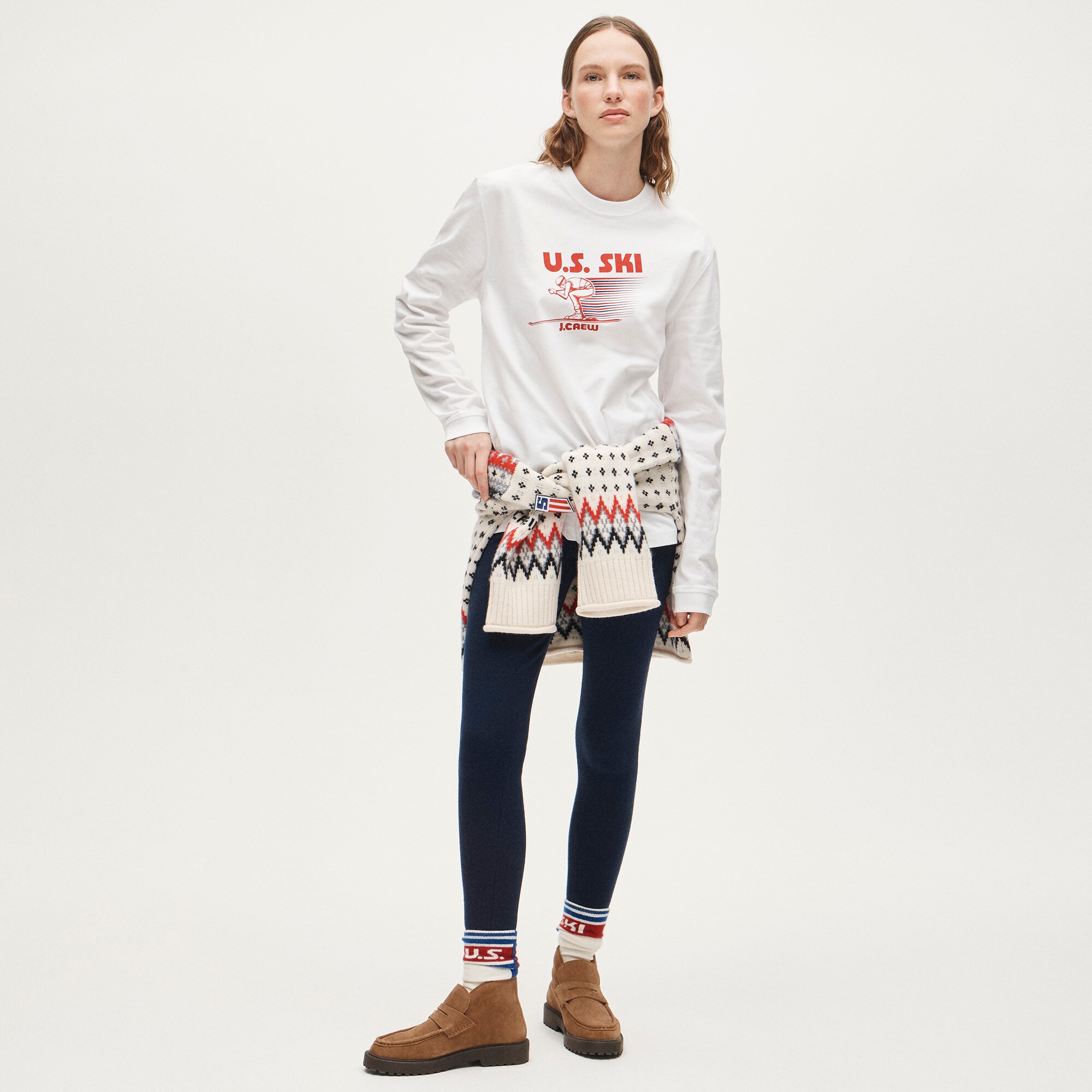 womens U.S. Ski &amp; Snowboard by J.Crew long-sleeve vintage-wash graphic T-shirt