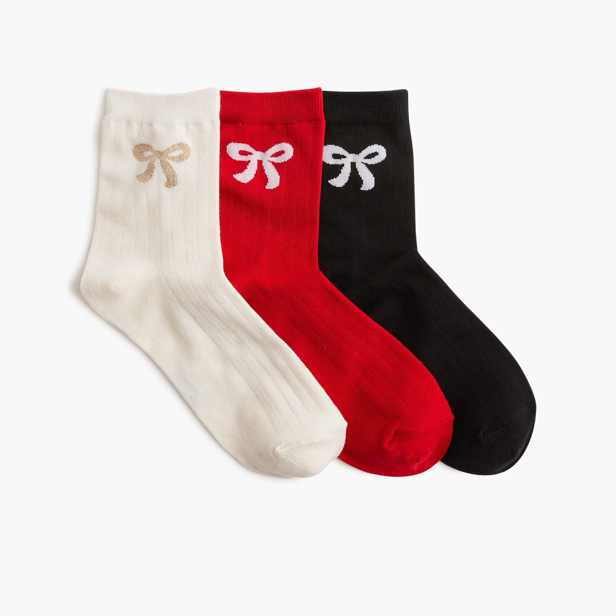 womens Bow boot socks pack-of-three