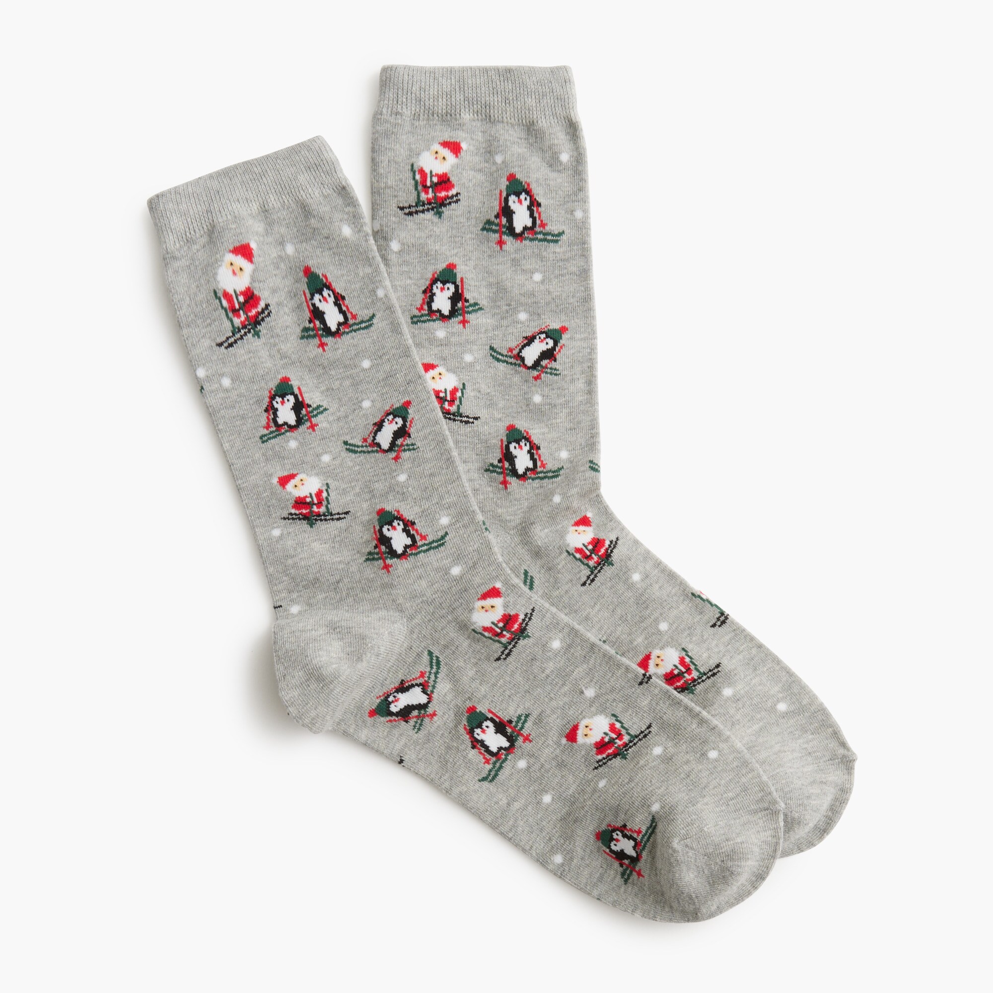 Skiing Santa and penguin trouser socks