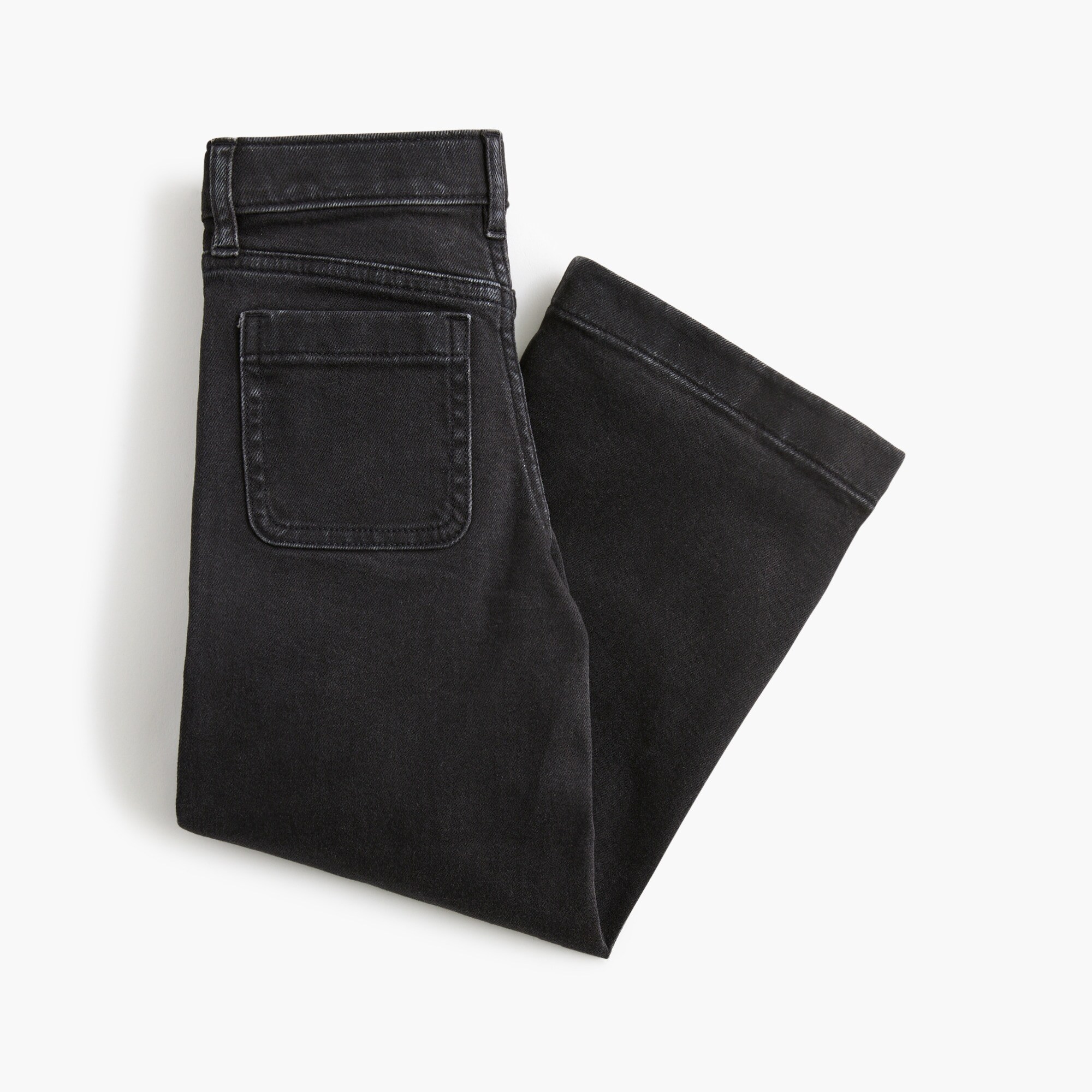 Girls' washed black wide-leg jean