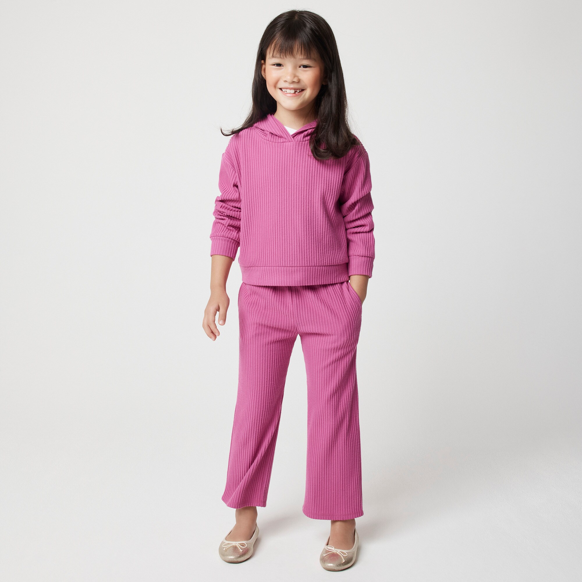  Girls' ribbed wide-leg sweatpant