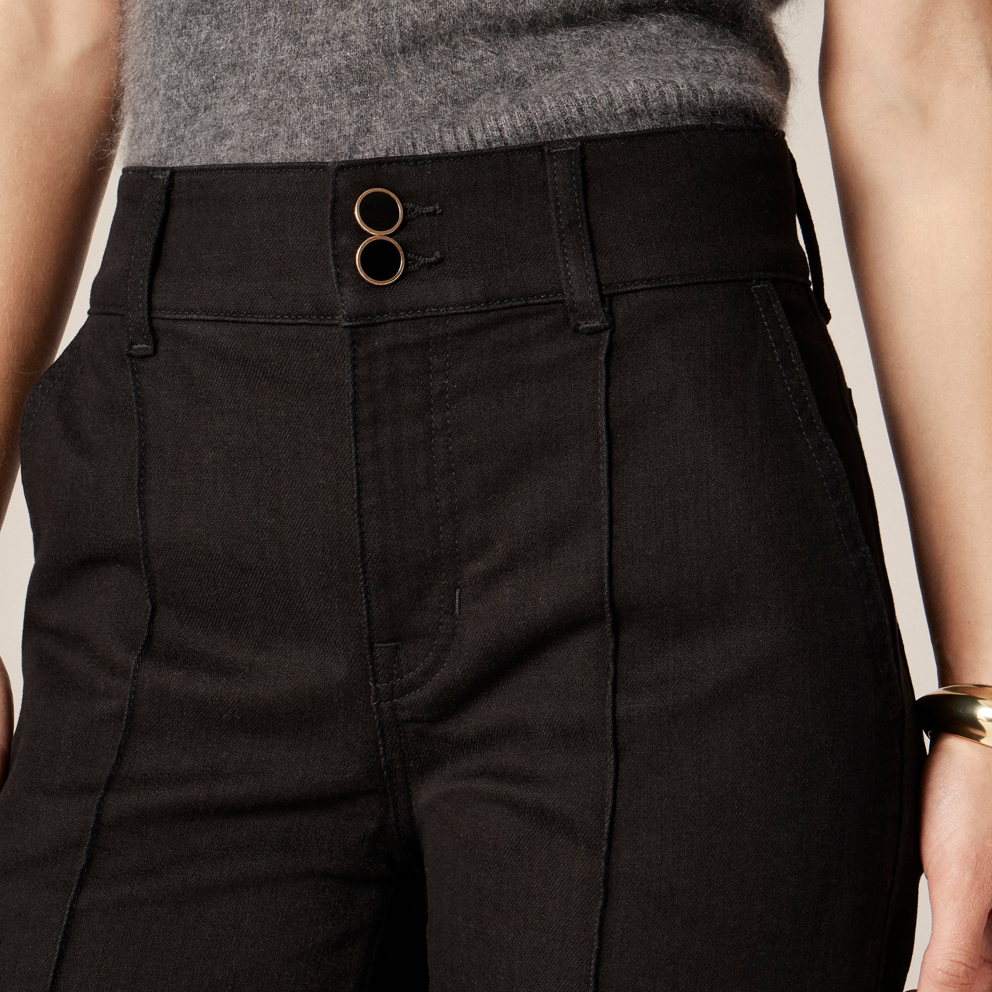 Denim trouser jean with stacked buttons