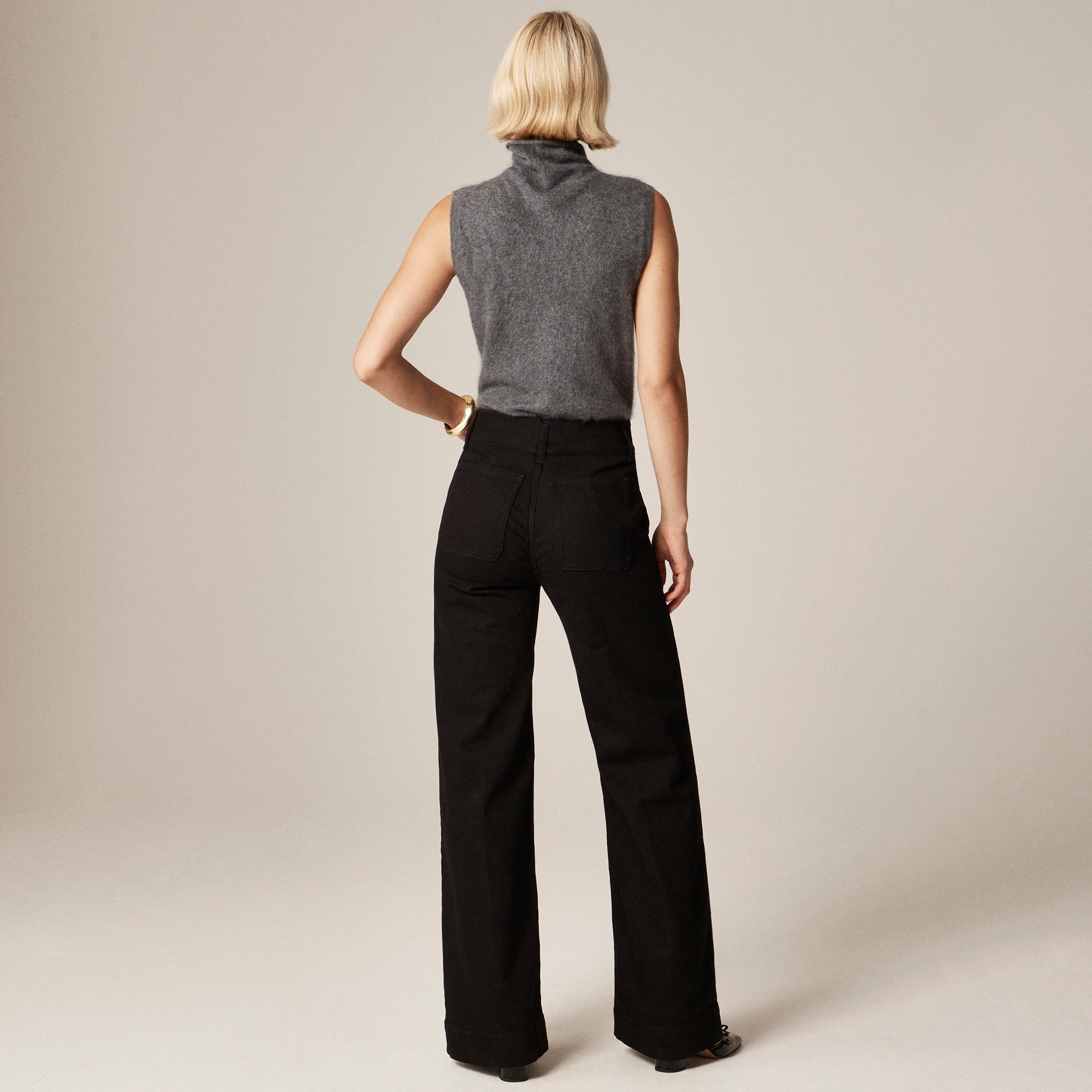 Denim trouser jean with stacked buttons