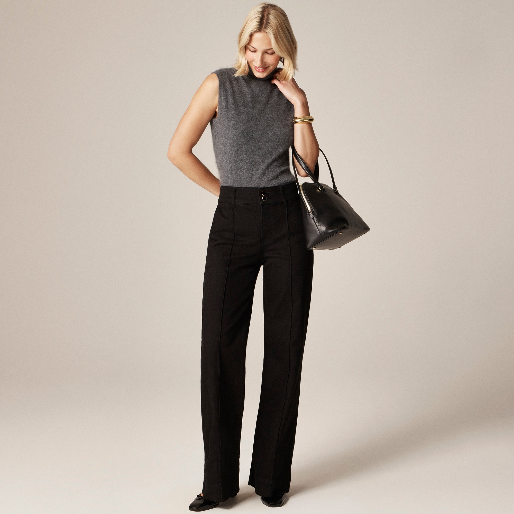 womens Denim trouser jean with stacked buttons