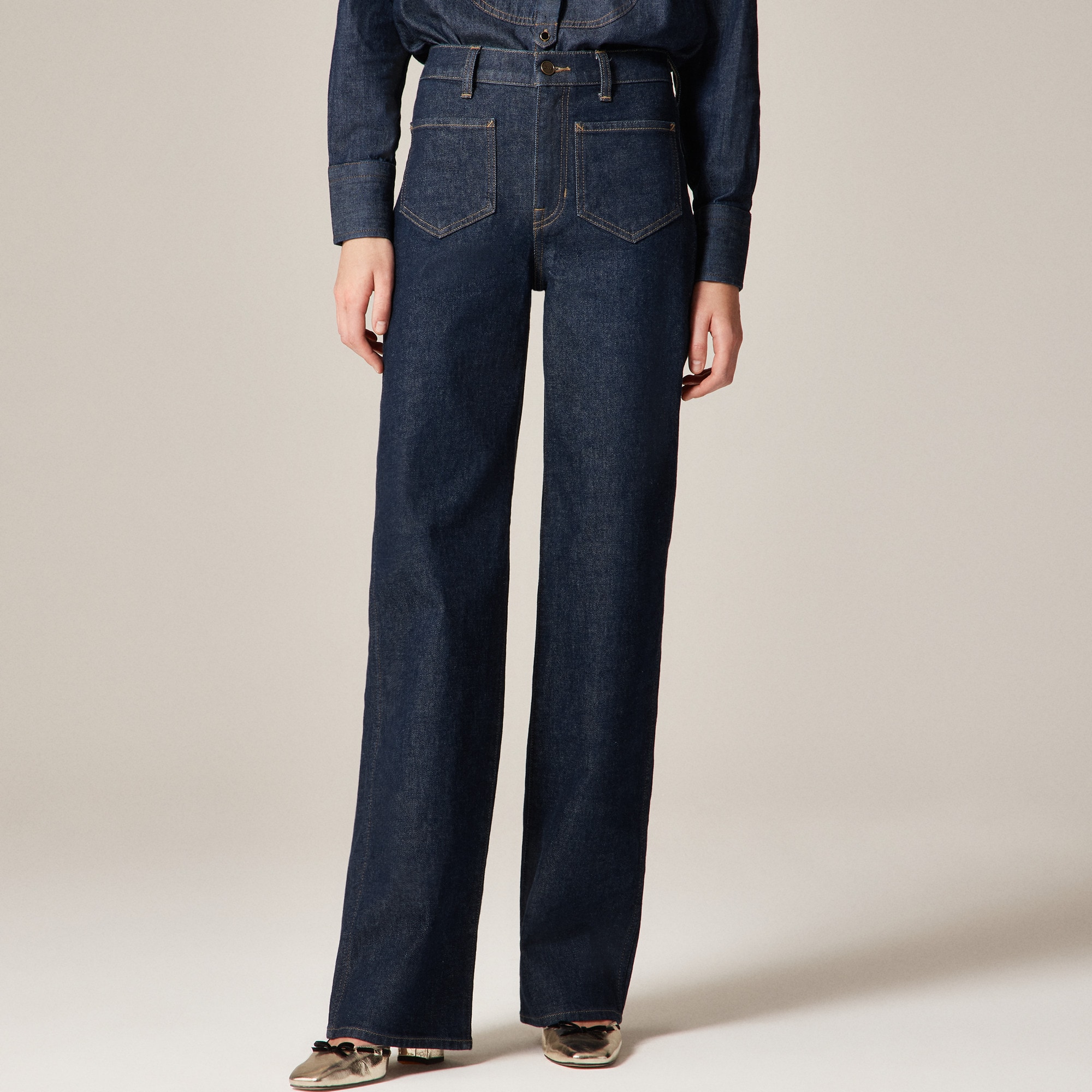 Full-length slim-wide jean with patch pockets - image 3