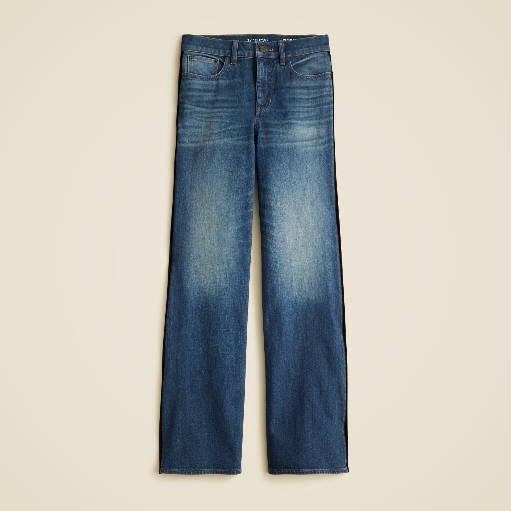  Denim trouser jean with velvet stripe