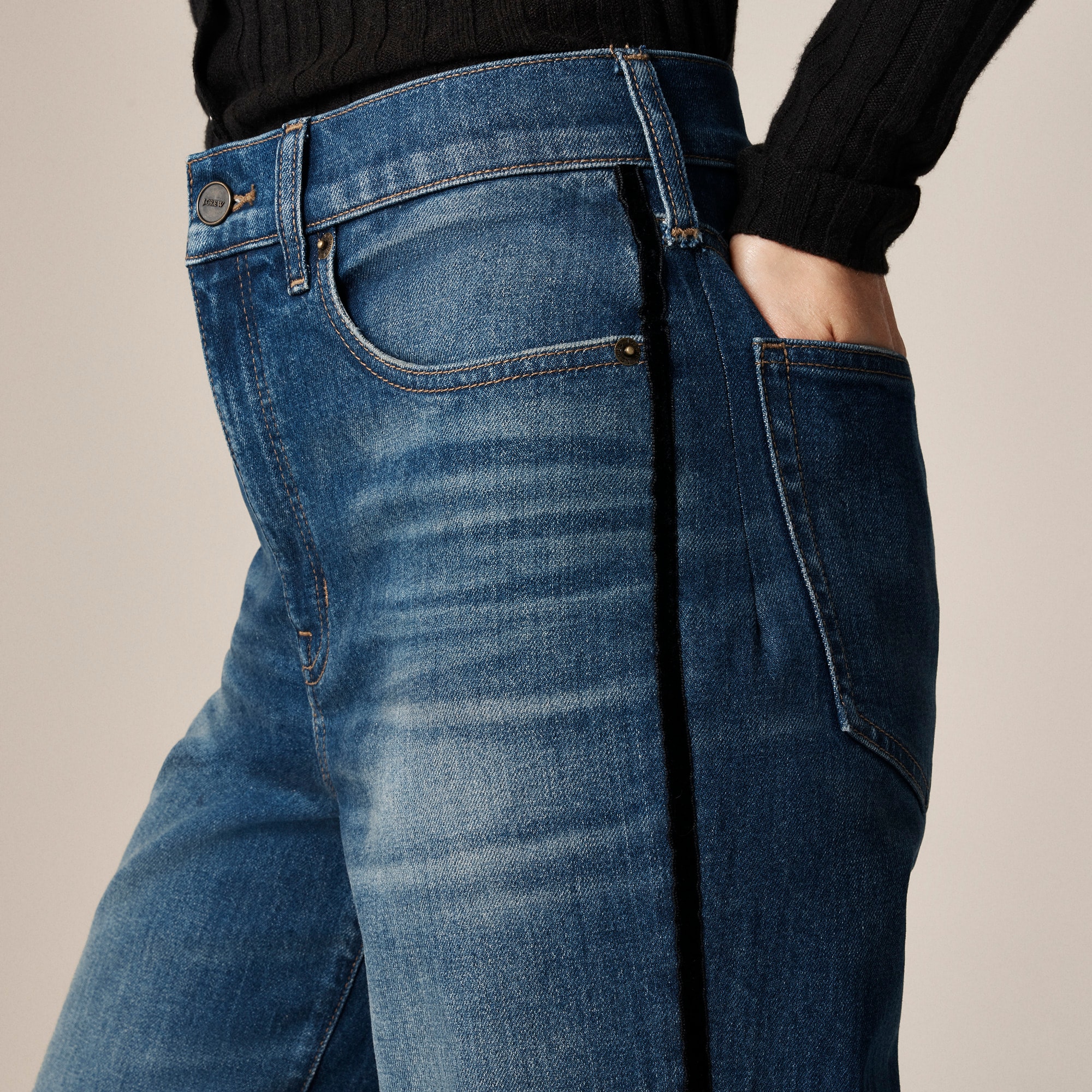 Denim trouser jean with velvet stripe - image 4